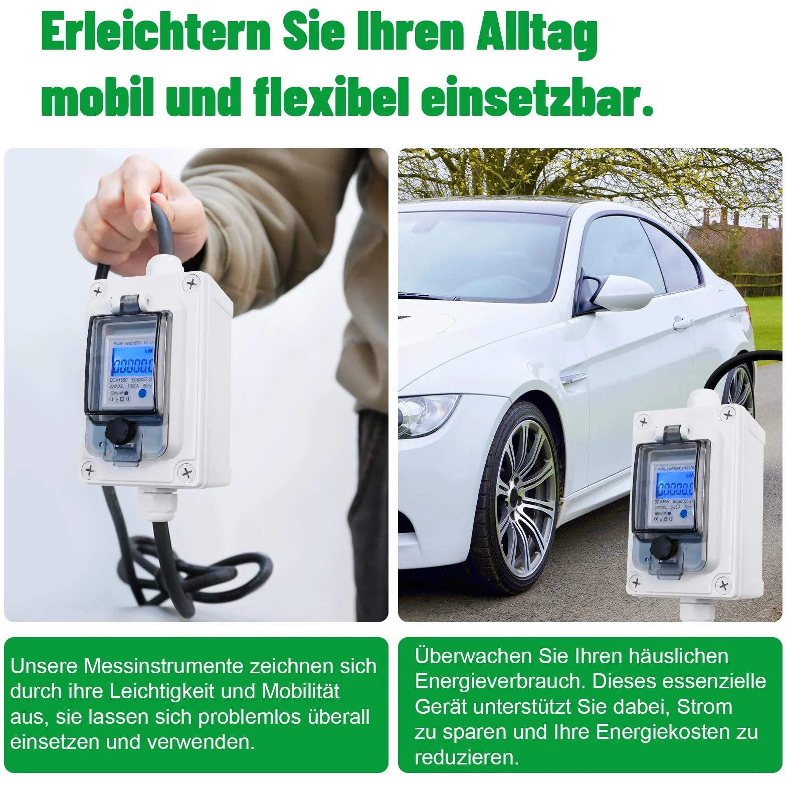 Mobilny cyfrowy miernik energii elektrycznej 230 V 60 A zewnętrzny miernik mocy CEE z wodoodpornością IP67 wodoodporny miernik energii elektrycznej LED z resetem przenośny gumowy przewód do węża