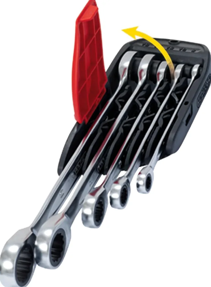 KS Tools 503.5905 DUOGEAR+Zestaw kluczy płasko-oczkowychz2-stronną funkcją grzechotki, przełączane