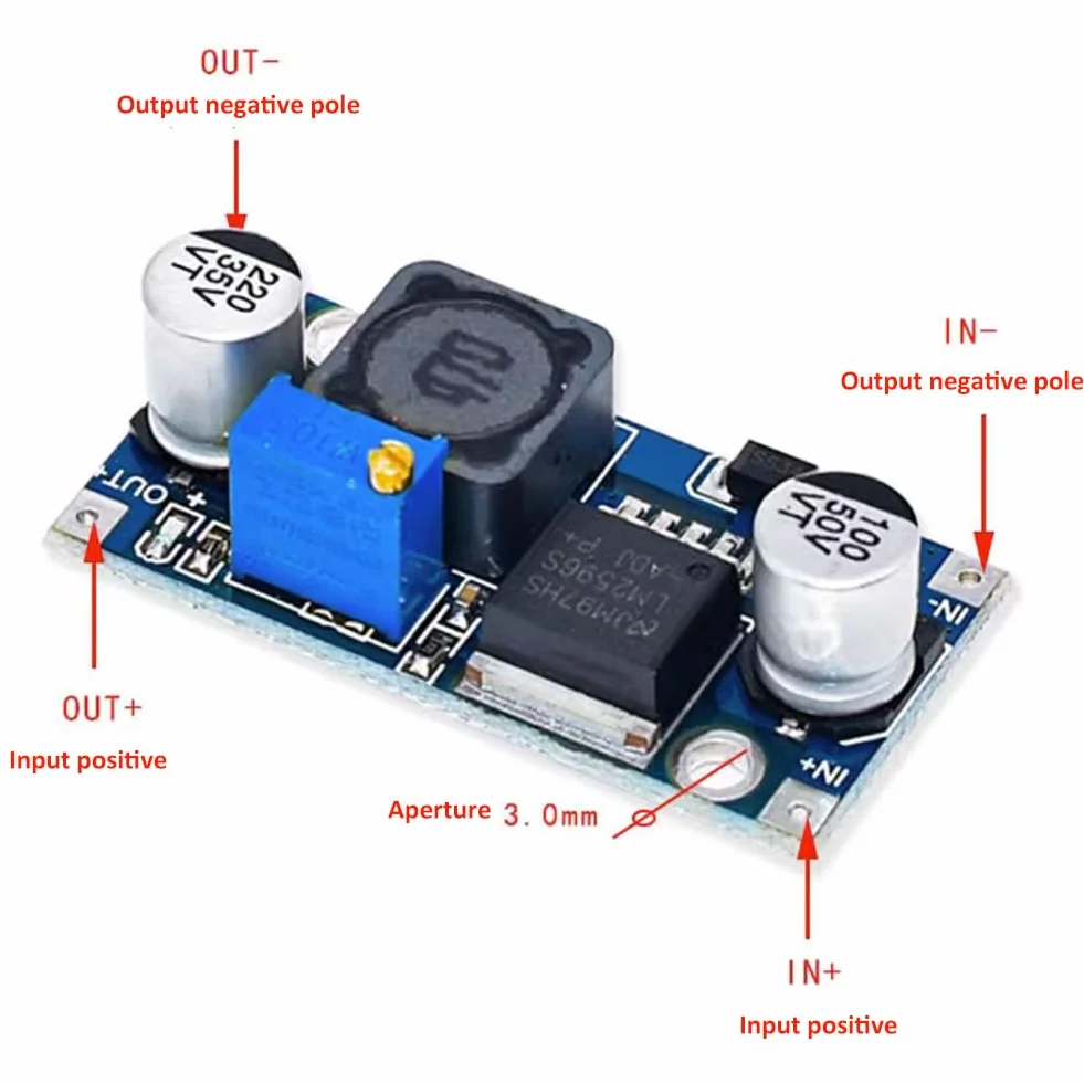 Step Down Converter, Buck Converter, moduł przetwornika Step Down, moduł zasilający, do oświetlenia, dronów i zdjęć powietrza, DC-DC 3A, 3,2-35 V do 1,25-35 V, 4 sztuki