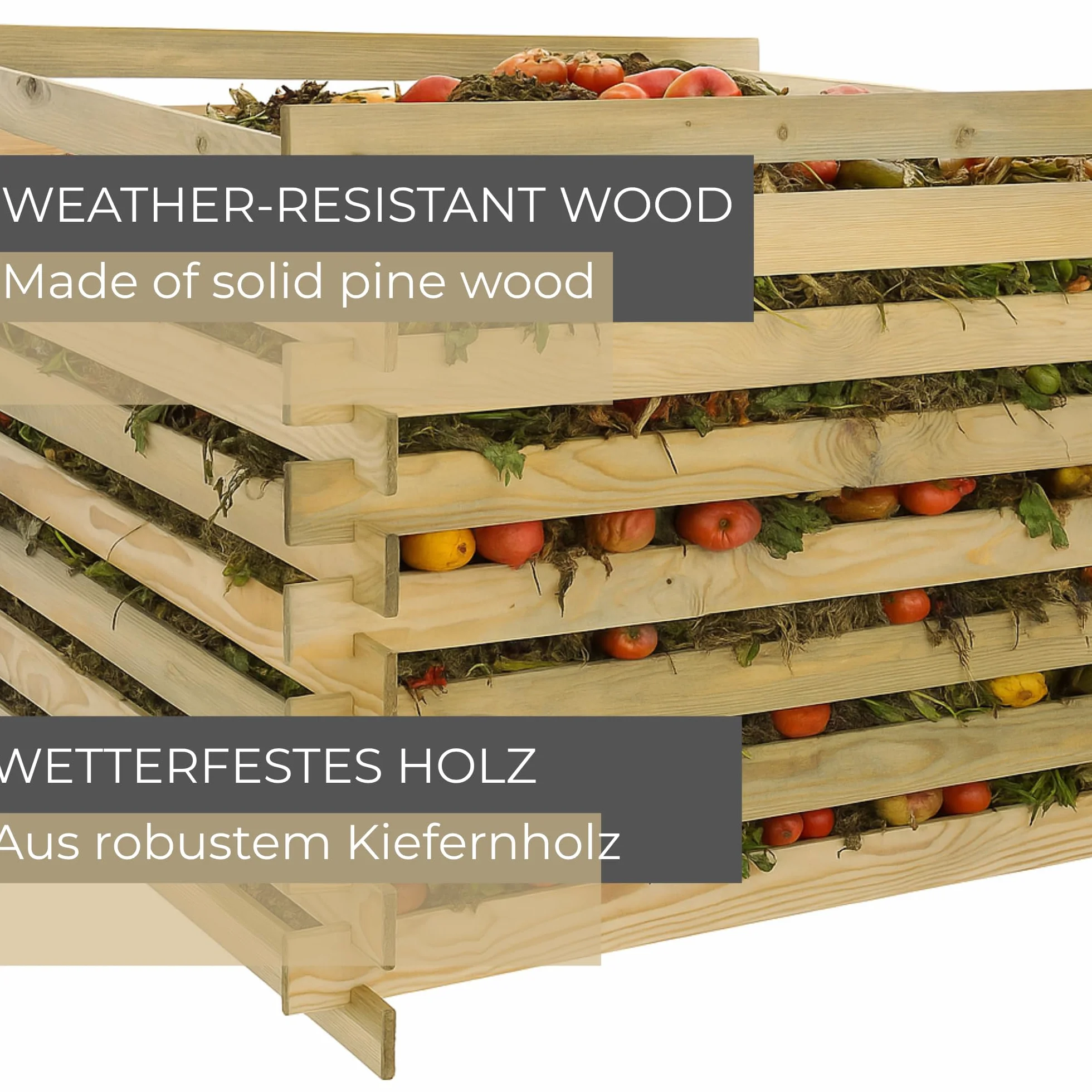 Kompostownik Ogrodowy z Drewna 100x70x100 cm Prosty Montaż
