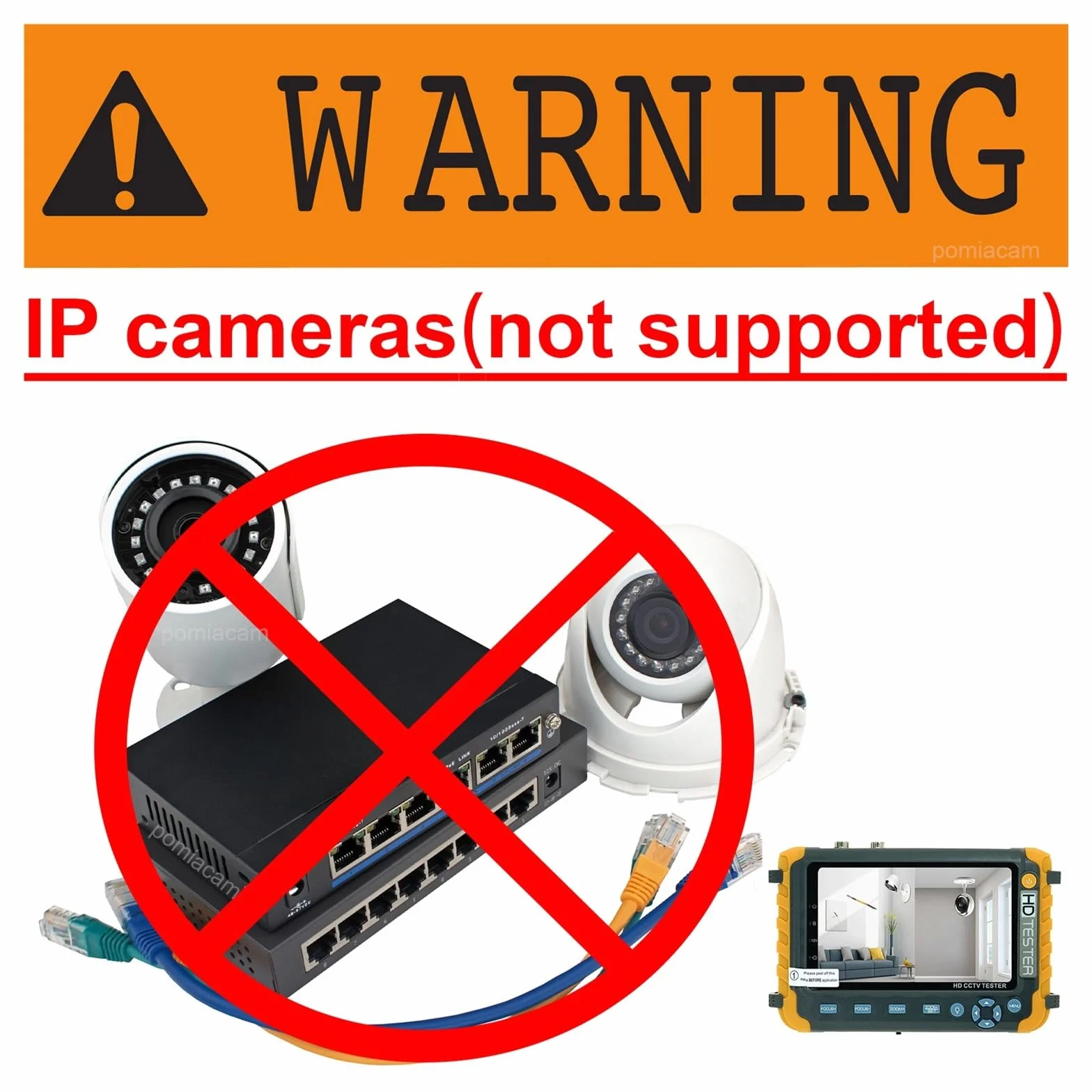 Tester CCTV, Przenośny Tester CCTV IV8W 8MP AHD/CVI/TVI Mini Monitor kamer wejścia VGA Kabel wideo bezpieczeństwa(IV7W)