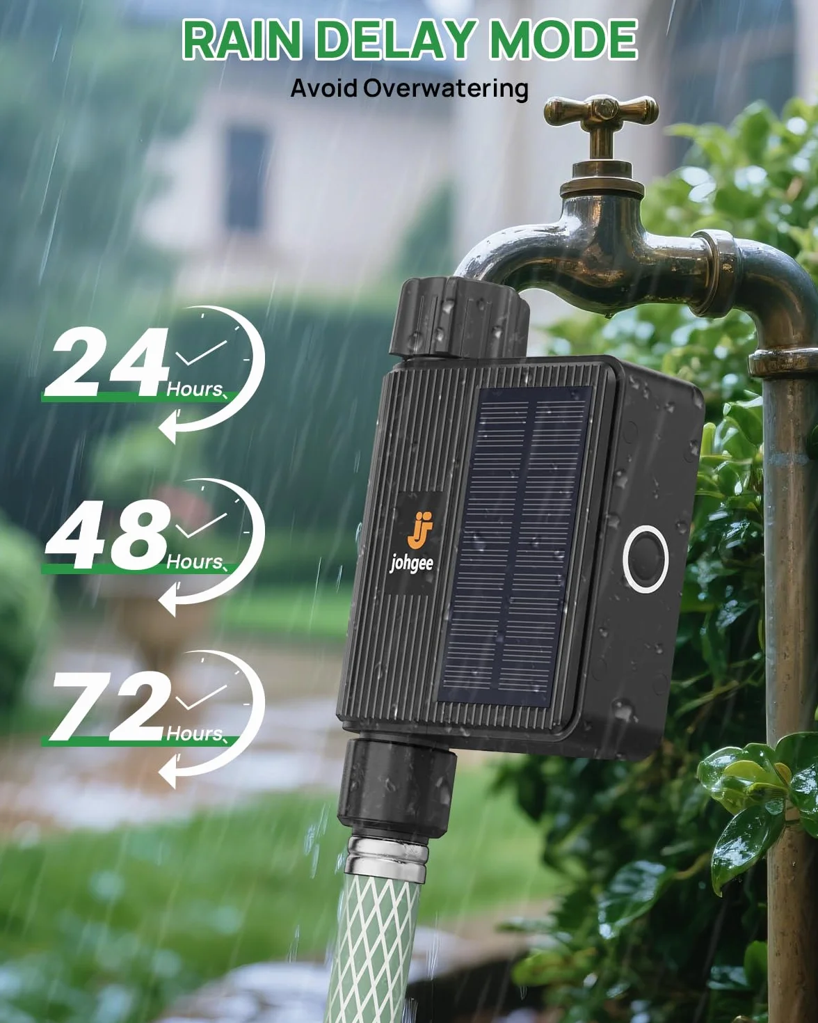 johgee Solarny sterownik nawadniania, Wi-Fi, inteligentny zegar nawadniający, kompatybilny z ogrodem