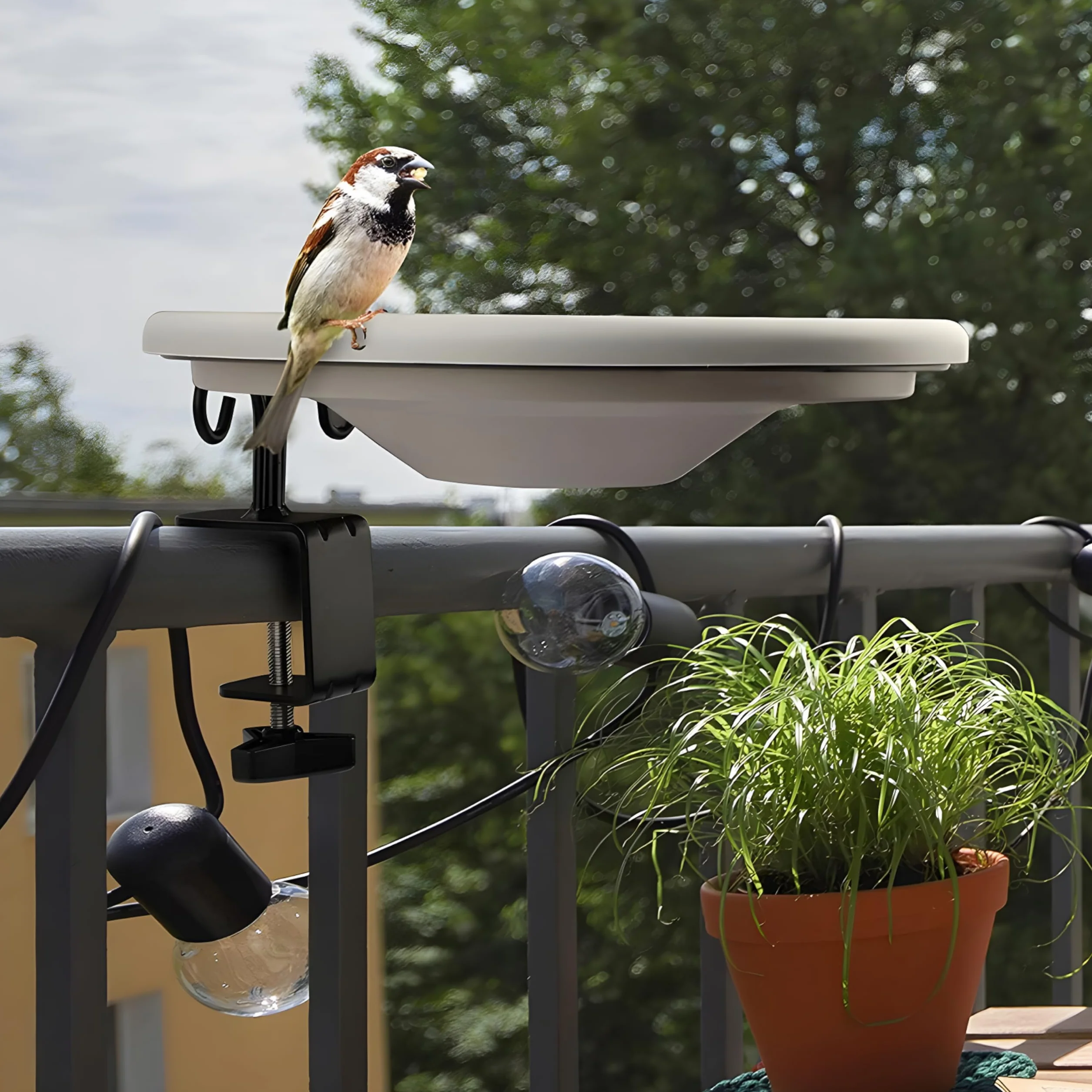 WILDLIFE FRIEND Poidło dla ptaków, wiszące, na balustradę balkonową – odporne na mróz, kąpiel dla ptaków na balkon, do kąpieli dla ptaków