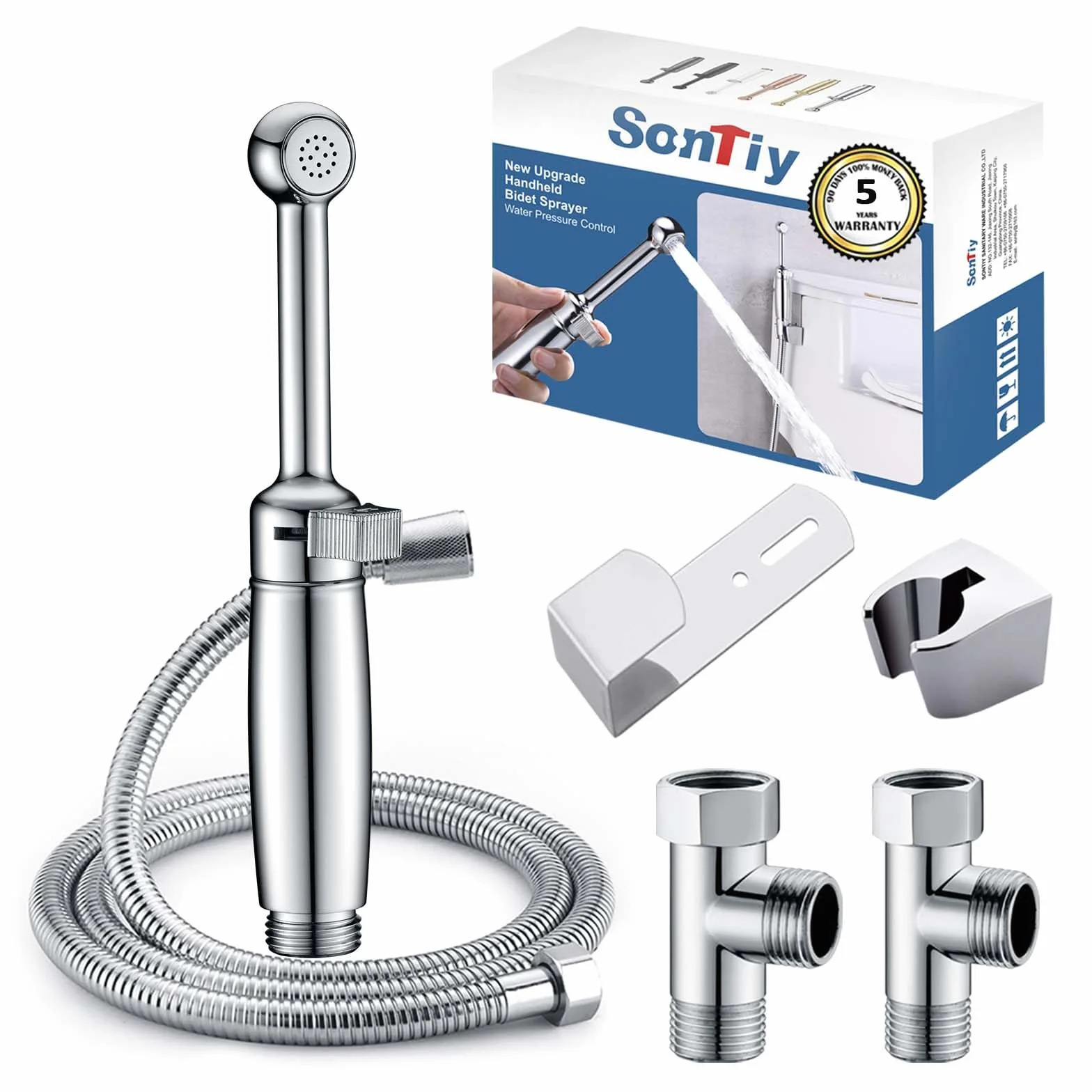 Opryskiwacz bidetowy do toalety SonTiy ręczny bidet spray muzułmański prysznic regulowany bidet mocowanie do toalety w Wielkiej Brytanii, łazienka Douche, pranie pieluchy dla niemowląt, kąpiel dla zwierząt domowych, higiena osobista, chrom solidny mosiądz
