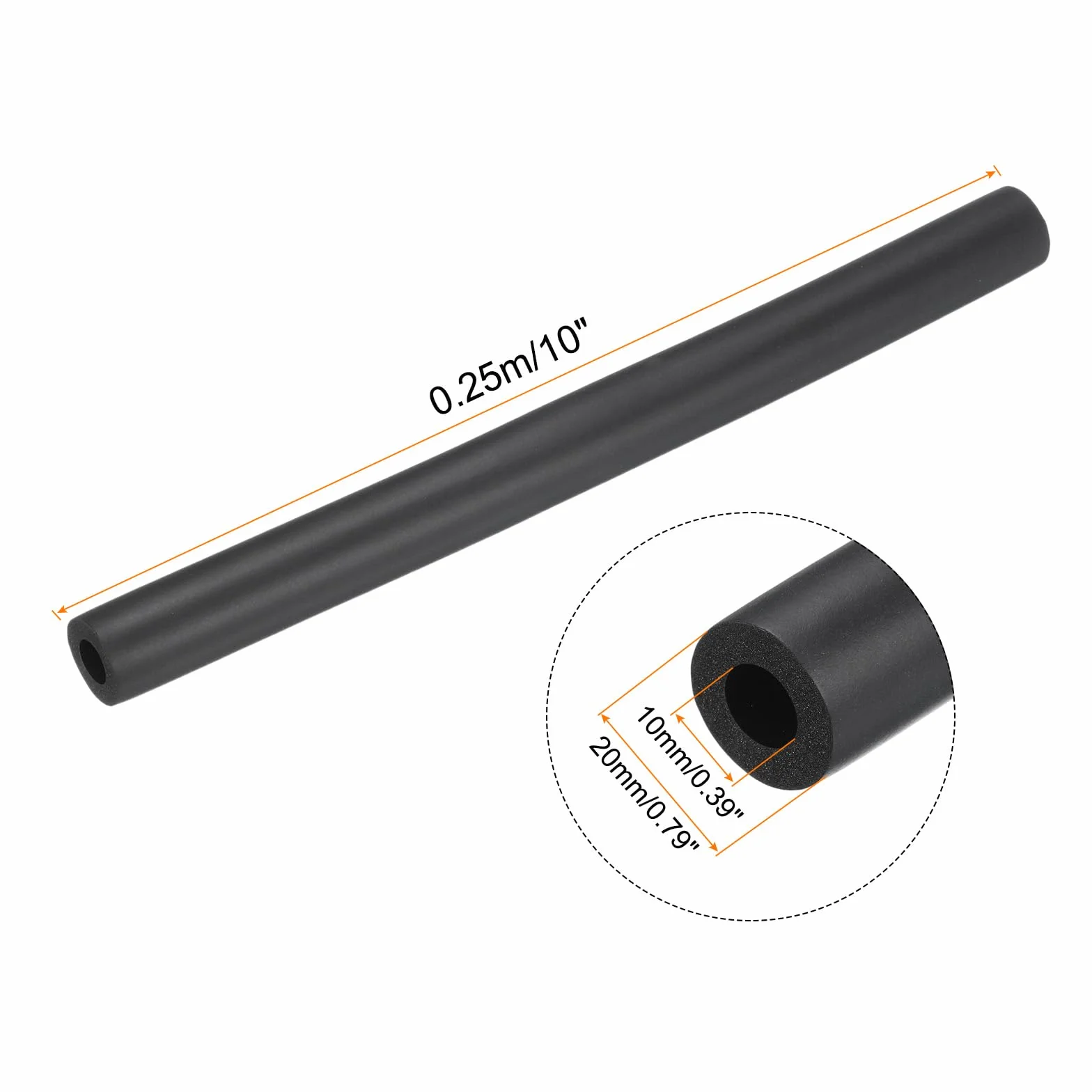 QUARKZMAN 2 szt. 10" rura izolacyjna do rur 10" mm ID 20 mm OD rura piankowa do uchwytu uchwytu, czarna
