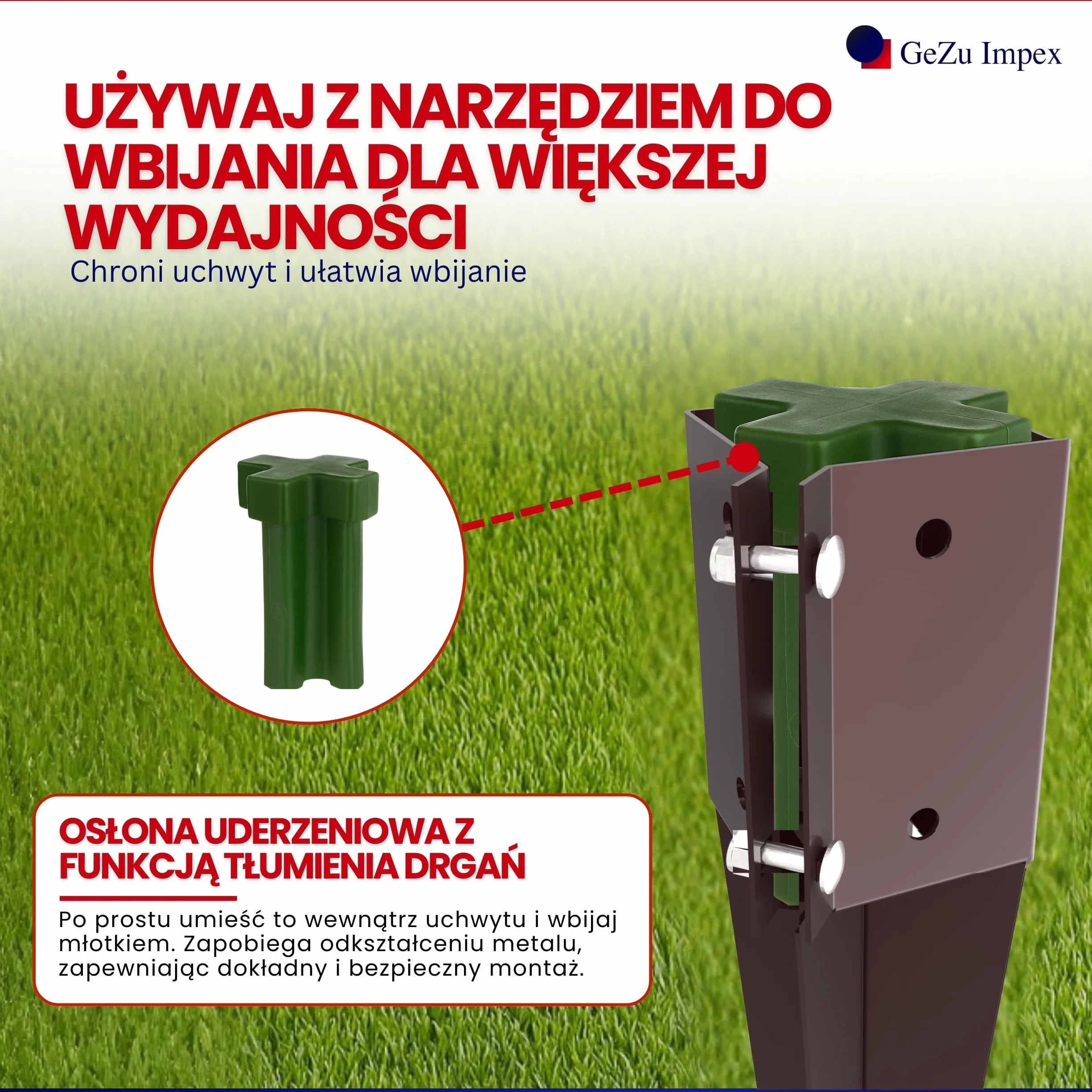 GEZU IMPEX Szybkozaciskowy Wspornik Wbijany 100 x 100 x 750 mm Zestaw 16 Pokryty Proszkowo Kotwa Gruntowa Uchwyt Slupka Ogrodzeniowego Zacisk Wbijany