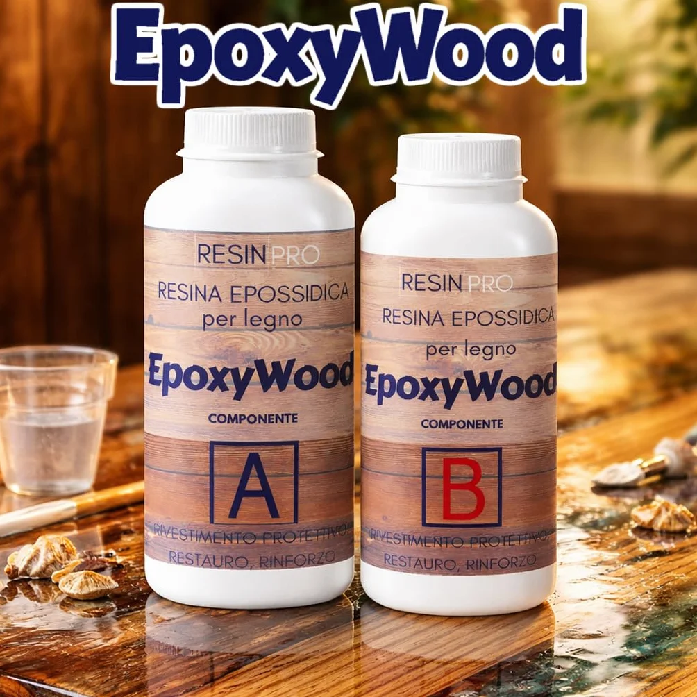 Resin Pro EPOXYWOOD 15 KG Żywica epoksydowa do drewna - Żywica do powłok ochronnych, renowacji, zbrojenia drewna, włókna szklanego i metalu