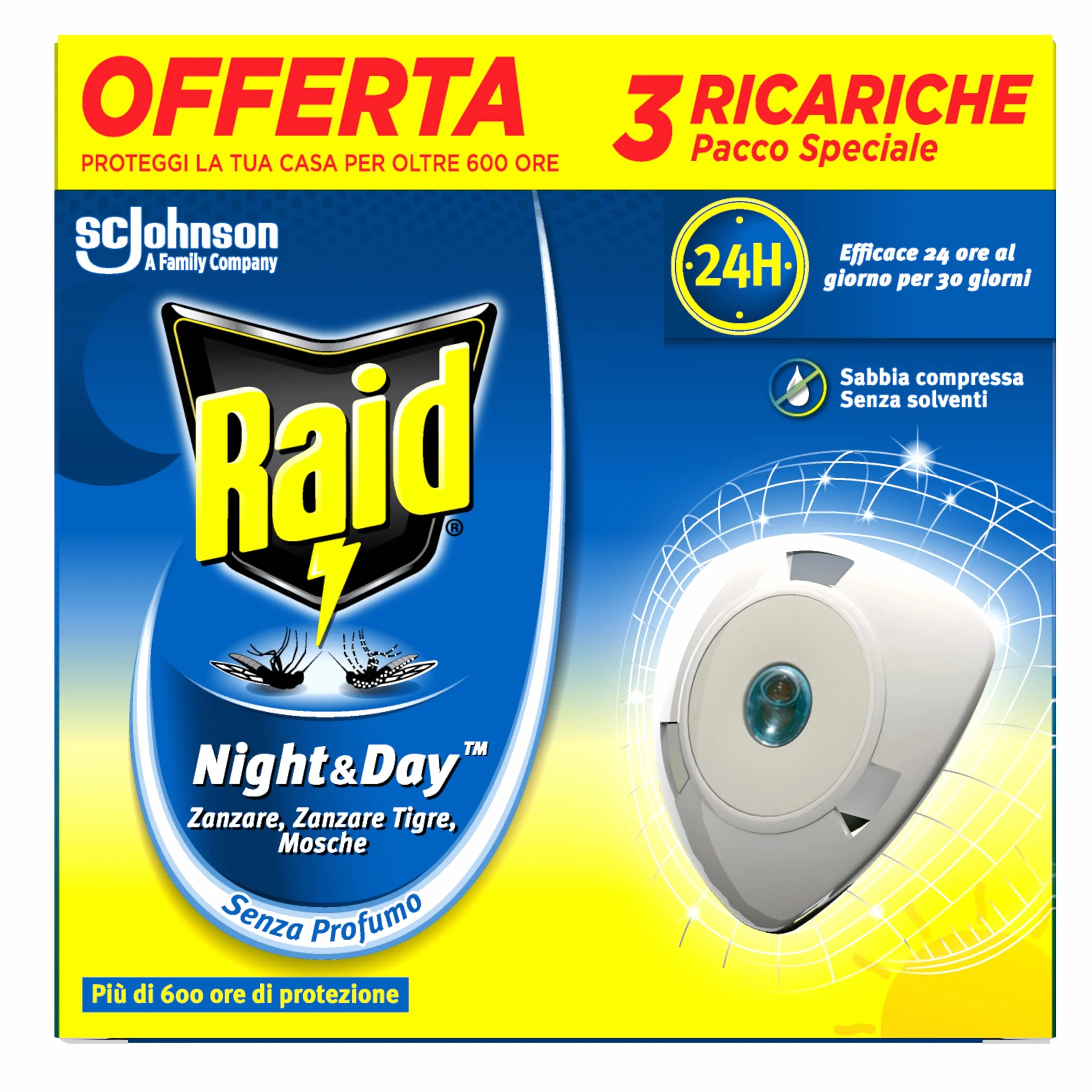 Raid night & day moustiques Triple Recharge – contient un paquet de 1 recharge + 1 paquet de 2 recharges