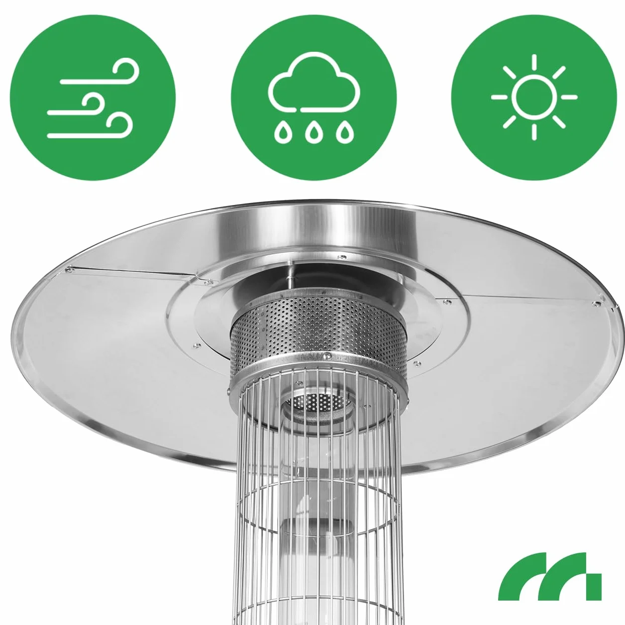 MalTec lampa grzewcza 13kW do 20m² grzejnik tarasowy na gaz stalowa osłona koła wąż