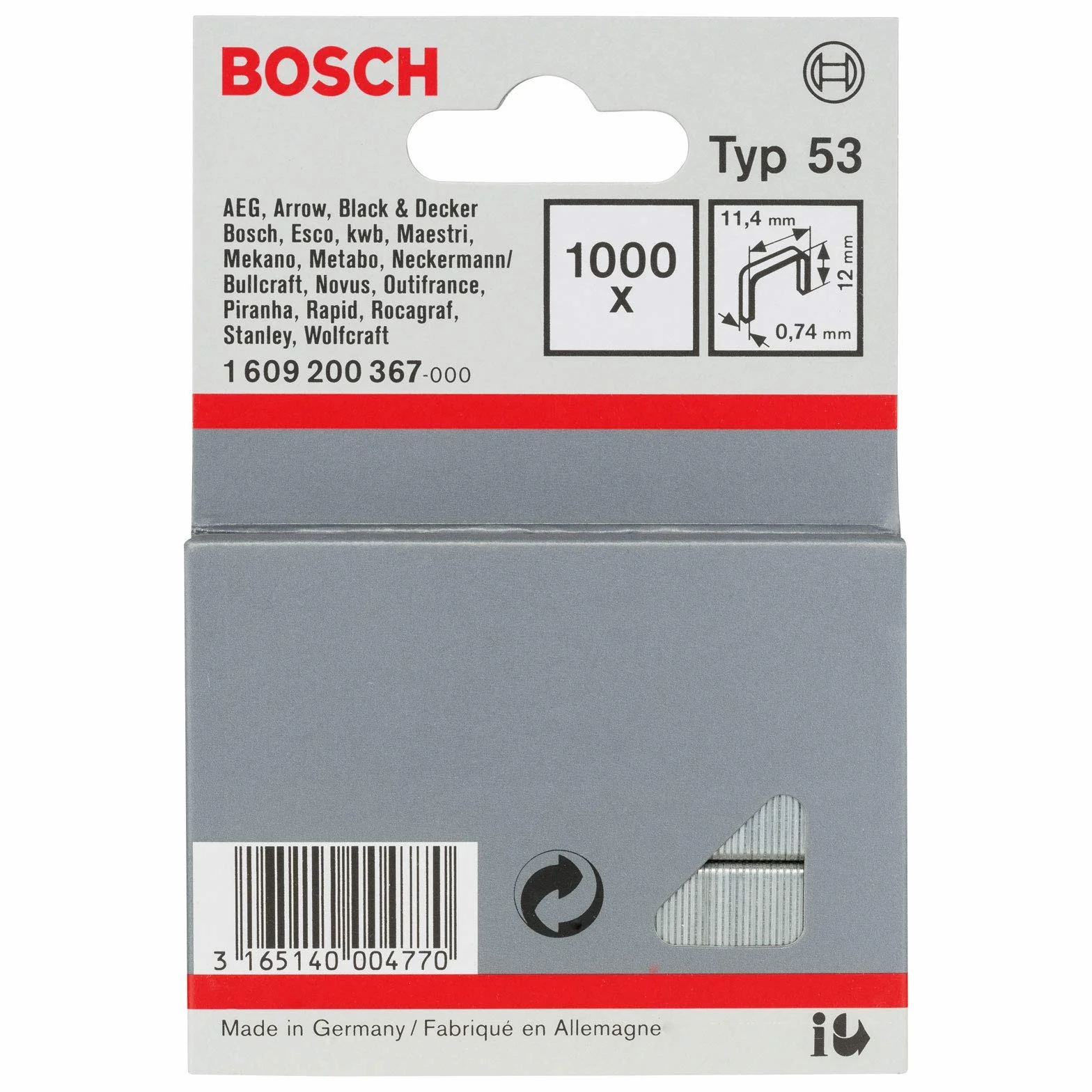 Bosch Zszywacz ręczny HT 14 (drewno, typ zszywek 53) & Bosch Accessories Zszywka z cienkiego drutu, typ 53 11,4 x 0,74 x 10 mm