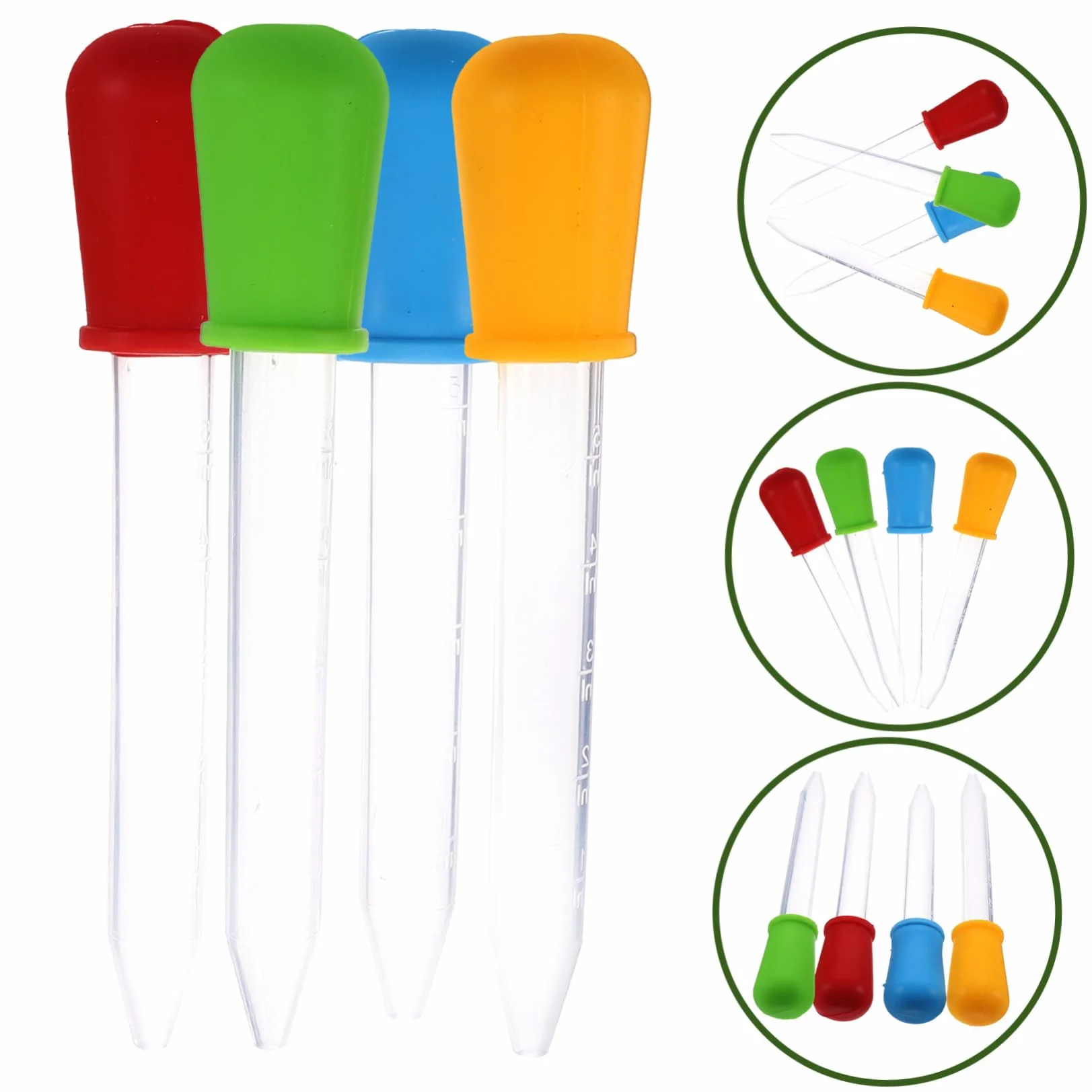 ULTECHNOVO 4 Sztuki Kroplomierzy Do Płynów Do Olejów Dla Chłopców I Dziewcząt Ze Skalą I Końcówką W Kształcie Gruszki Plastikowe Kroplomierze Do Leków I Pomiaru Płynów Losowy Kolor
