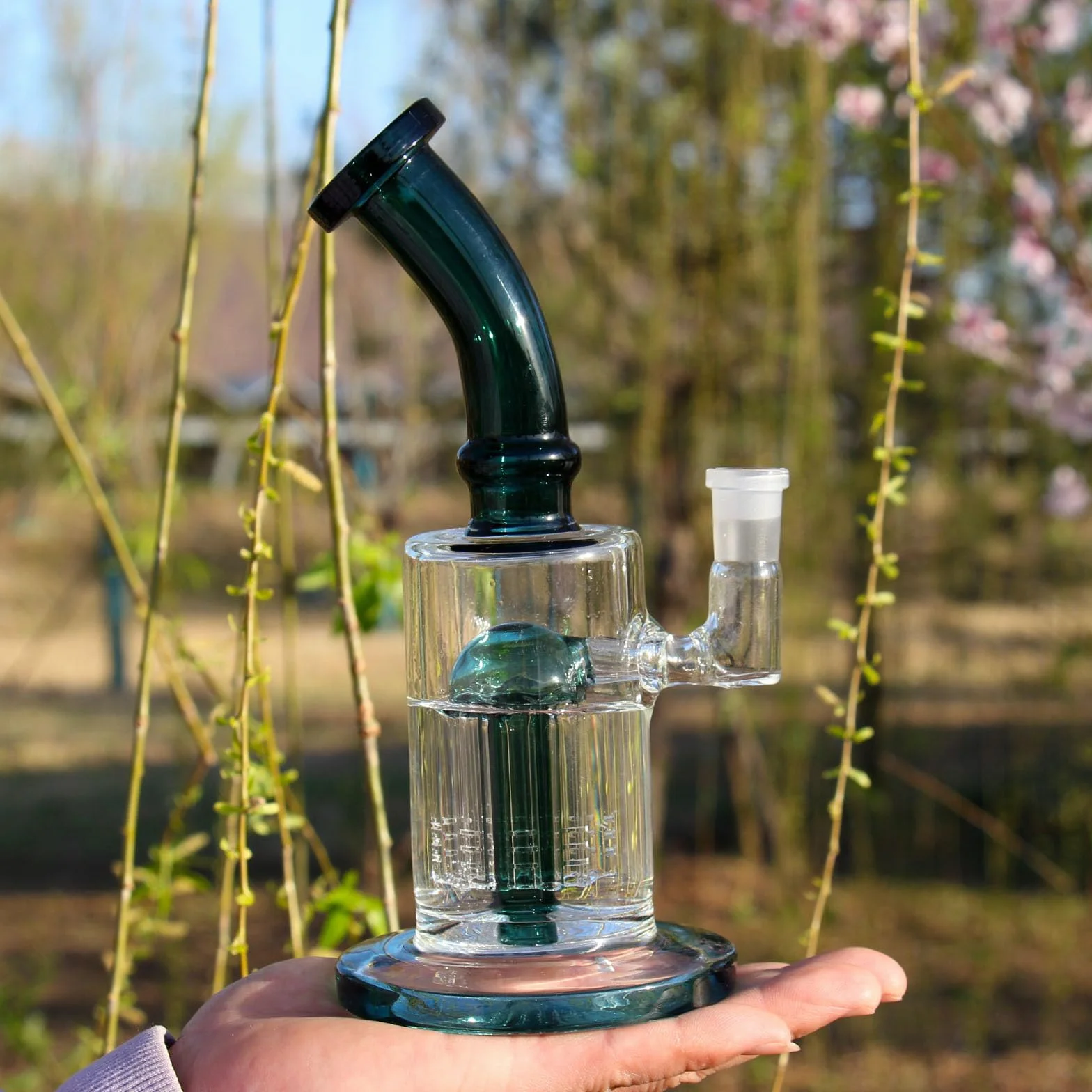 Szklane bong z percolowanym Tornado 14,5 mm Water Bong Bowl zielone