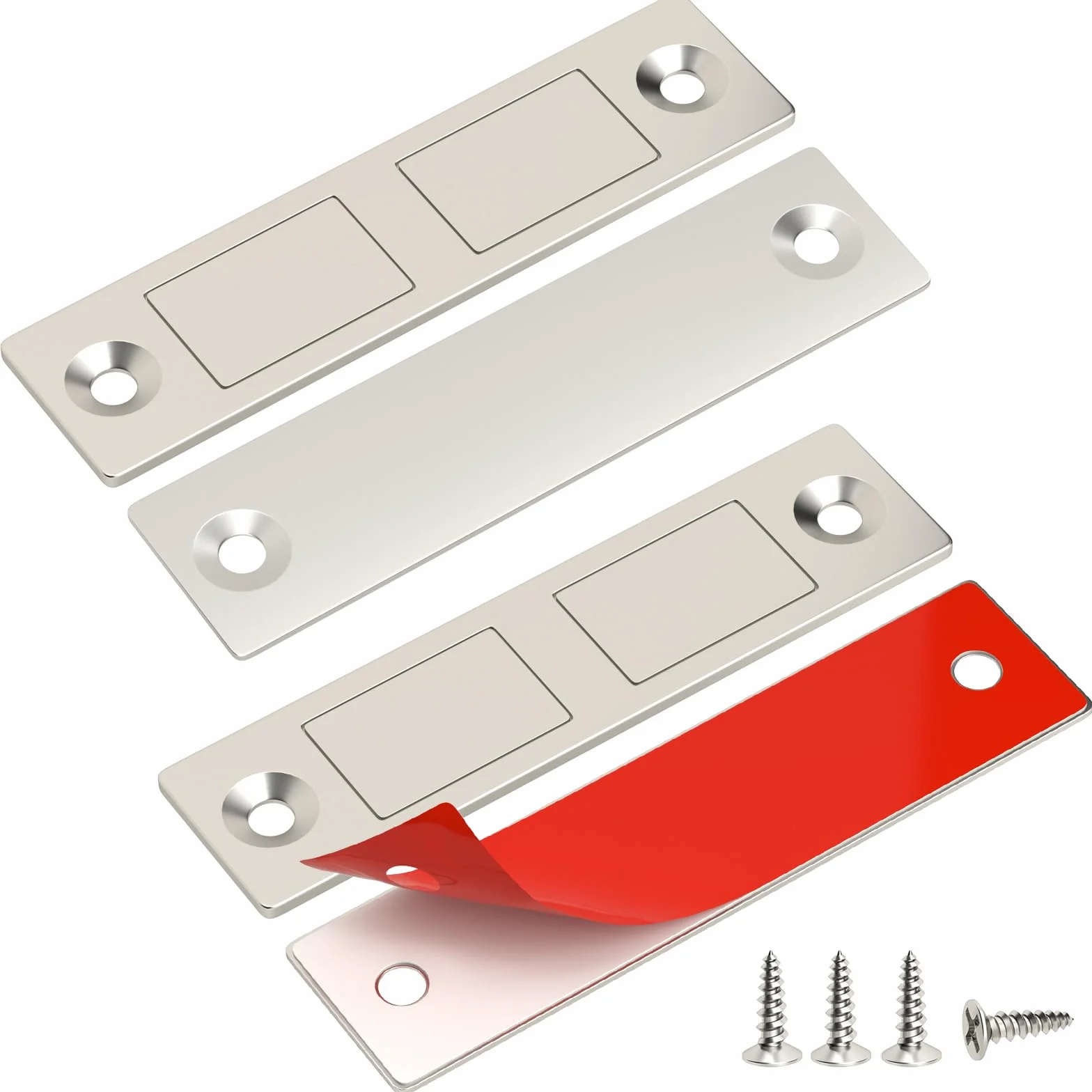 Jiayi Magnesy do drzwi szafki, 2 sztuki, ultra cienki magnetyczny zaczep do drzwi szafki, zamknięcie magnesów do szuflad, do szafy, wąski, podwójny magnetyczny zaczep do mebli, szafy, zamykania drzwi