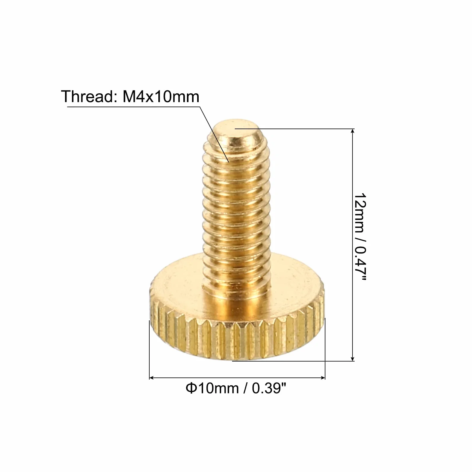 PATIKIL Zestaw 10 sztuk śrub na kciuk M4 x 10 mm, radełkowane, płaskie, mosiężne, śruby, uchwyty, uchwyty z prostymi ramionami, do lamp retro