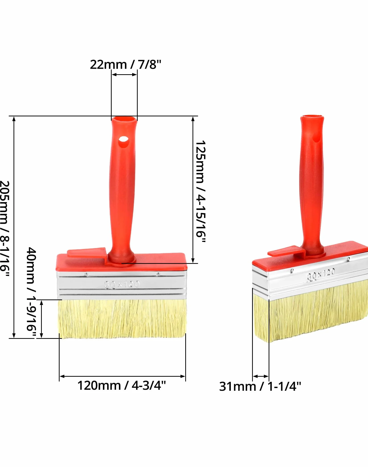 QWORK® 3-częściowy zestaw pędzli, szczotka ścienna, 30 x 120 mm, idealny do malowania na zewnątrz i prac konserwacyjnych