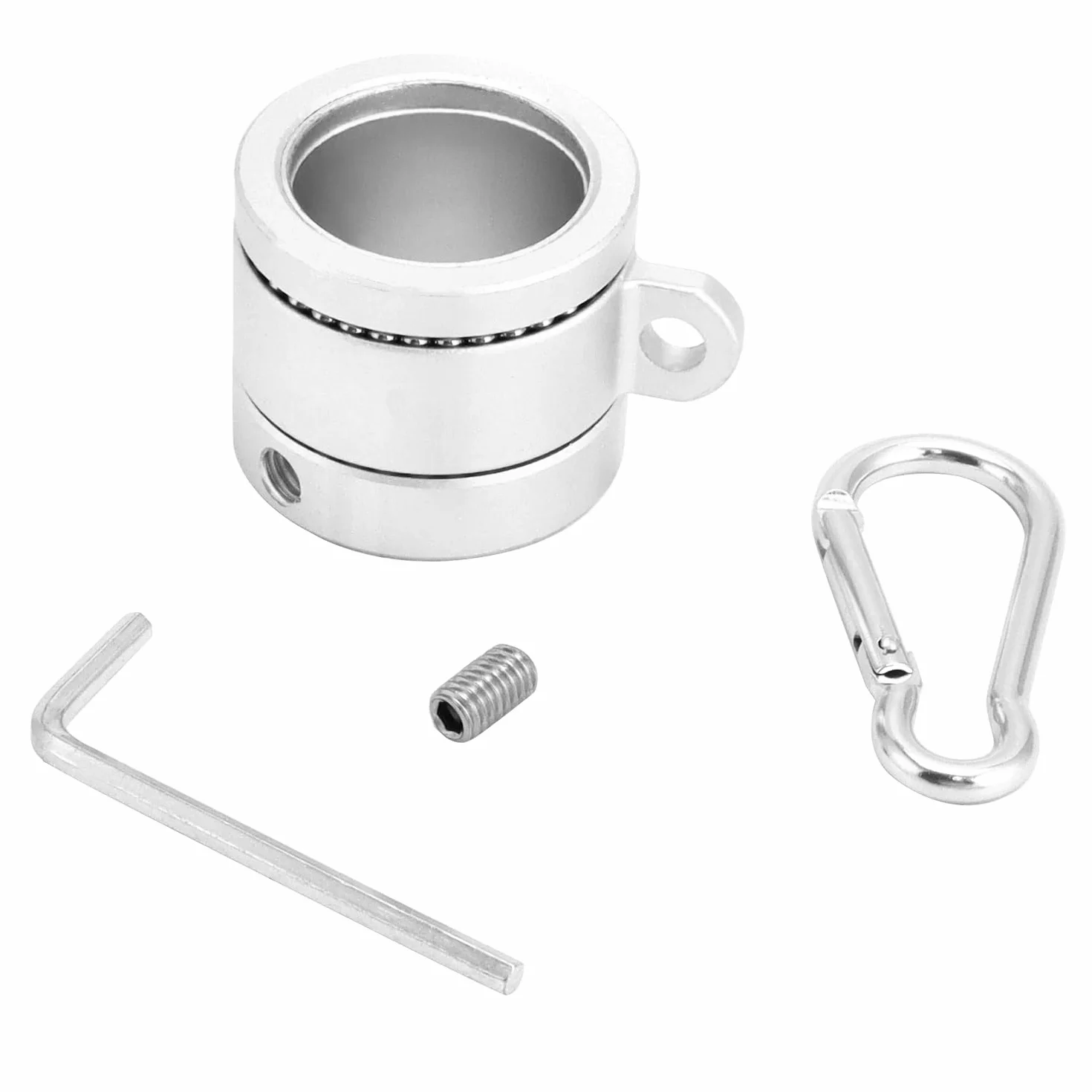 QWORK® 2-częściowy zestaw aluminiowych oczek na flagę z karabińczykiem, obracane o 360°, regulowana średnica 1,8-2,5 cm