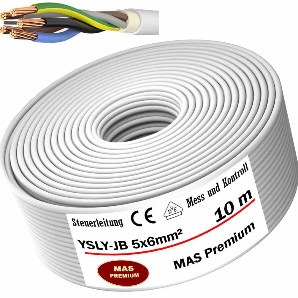 YSLY-JB 5 x 6 mm² elastyczny kabel sterujący, szary, przewód pomiarowy, kontrolny i regulacyjny, do obrabiarek, przewód sterujący, skrzynka do ładowania e-samochodu, przyłącze do stacji ładującej (10