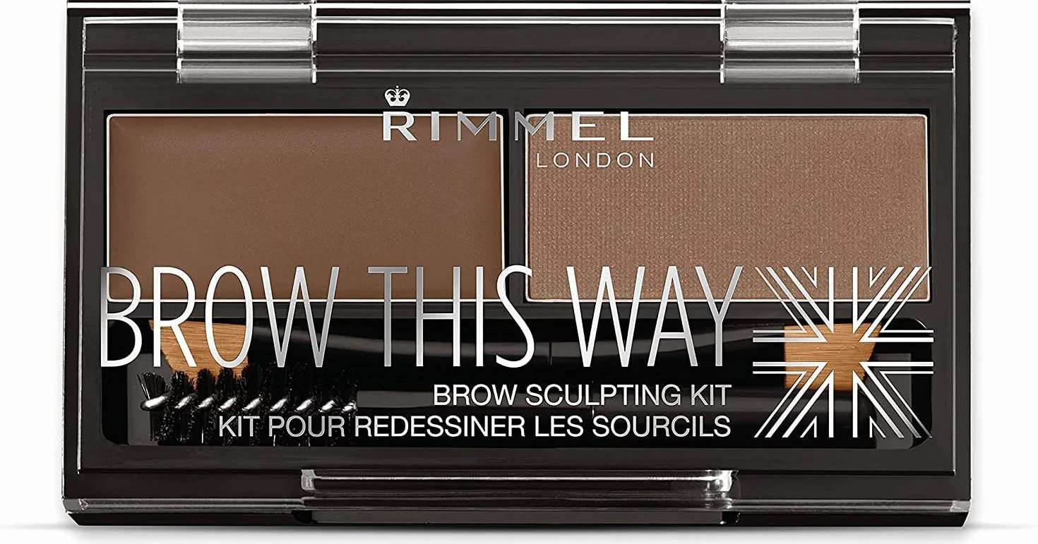 Rimmel Brow This Way paleta do brwi, wosk i cień do brwi w jednym produkcie, trwały efekt, nr 002 – Medium Brown