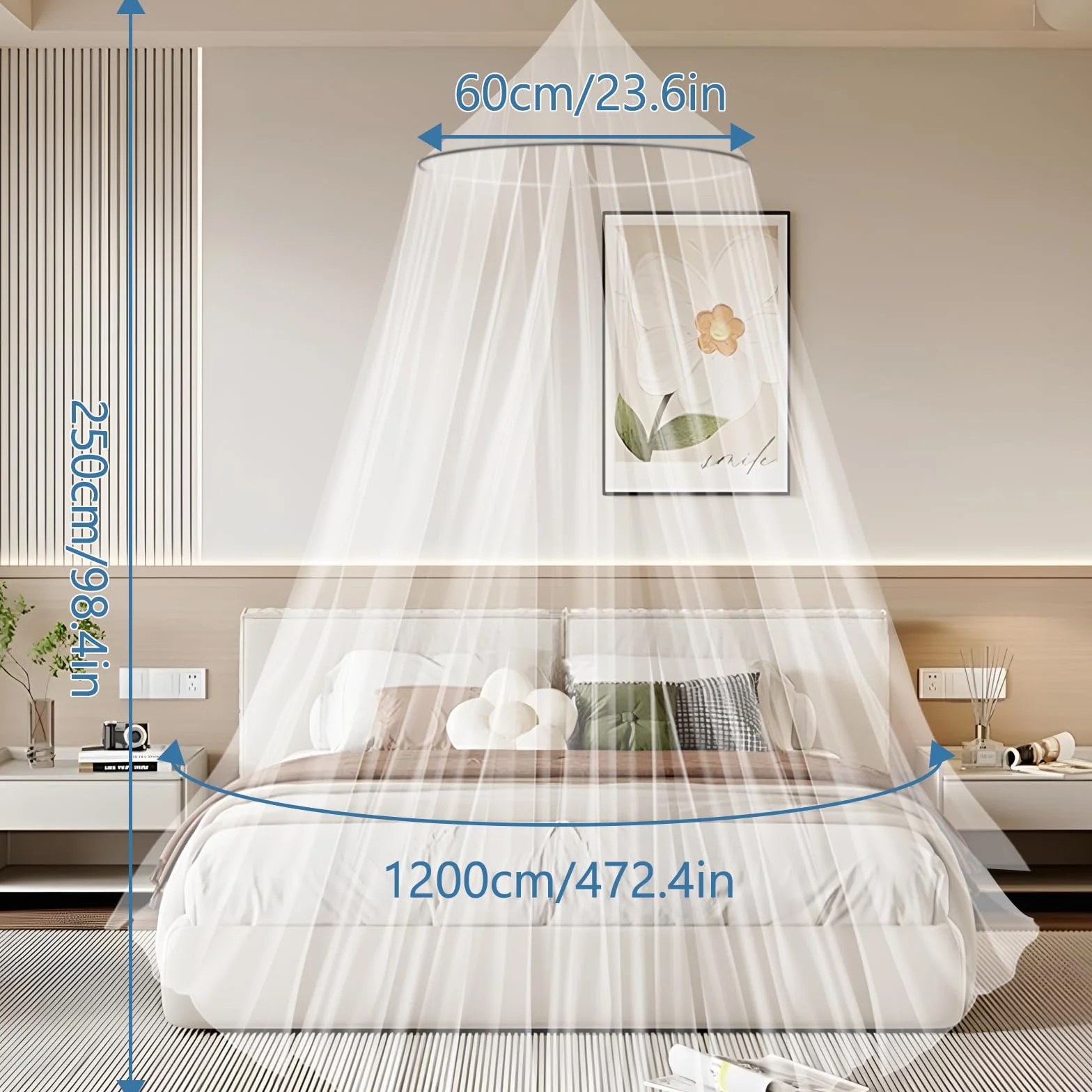 Moskitiera na łóżko 12 x 2,5 x 0,6 m do ochrony przed komarami, podróżna