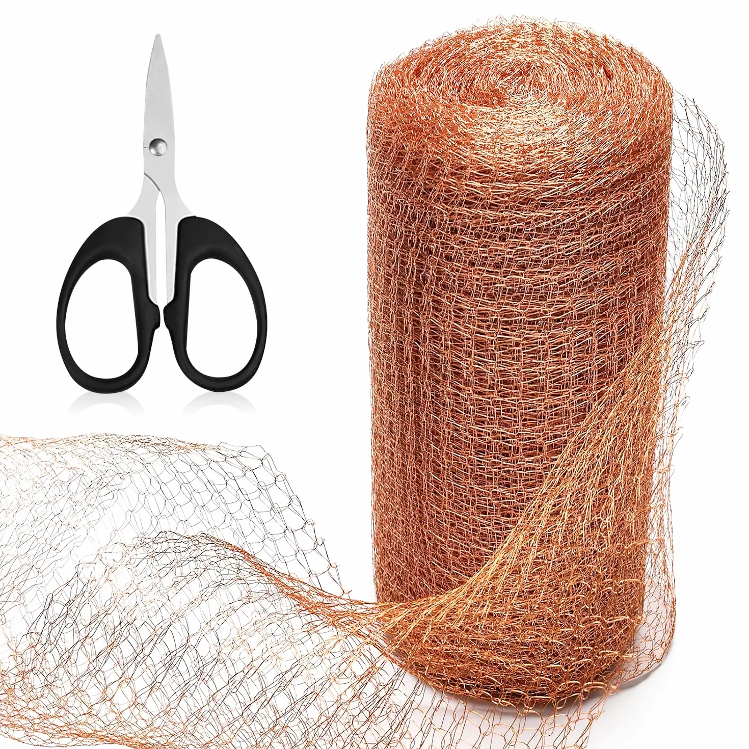 Miedziana siatka ślimakowa dwuwarstwowa miedziana siatka 12,7 cm x 6 m miedziana siatka do cięcia rolką z nożyczkami miedziana siatka przeciw owadom gryzonie do ogrodu zwalczanie szkodników (127 mm x