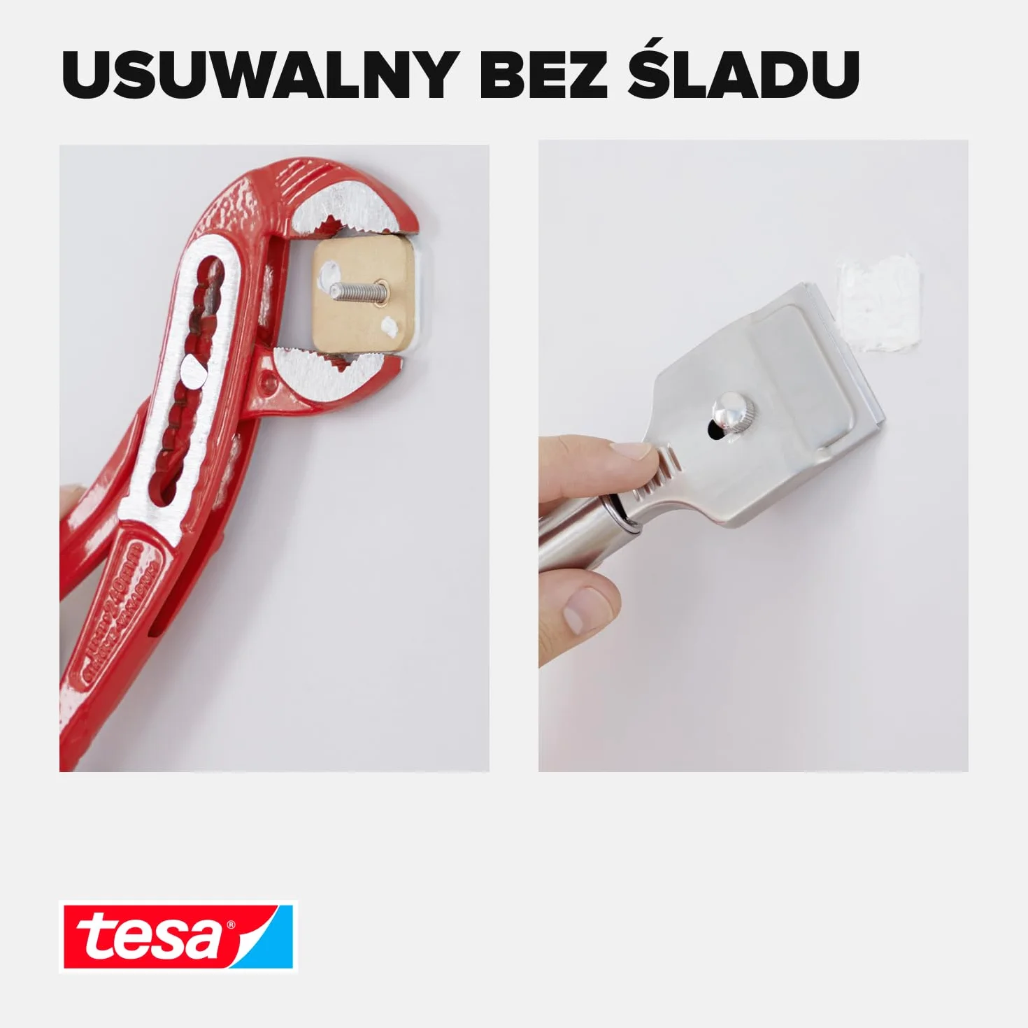 tesa Śruba klejąca do muru i kamienia, moc trzymania 5 kg, czworokątna, 2 sztuki