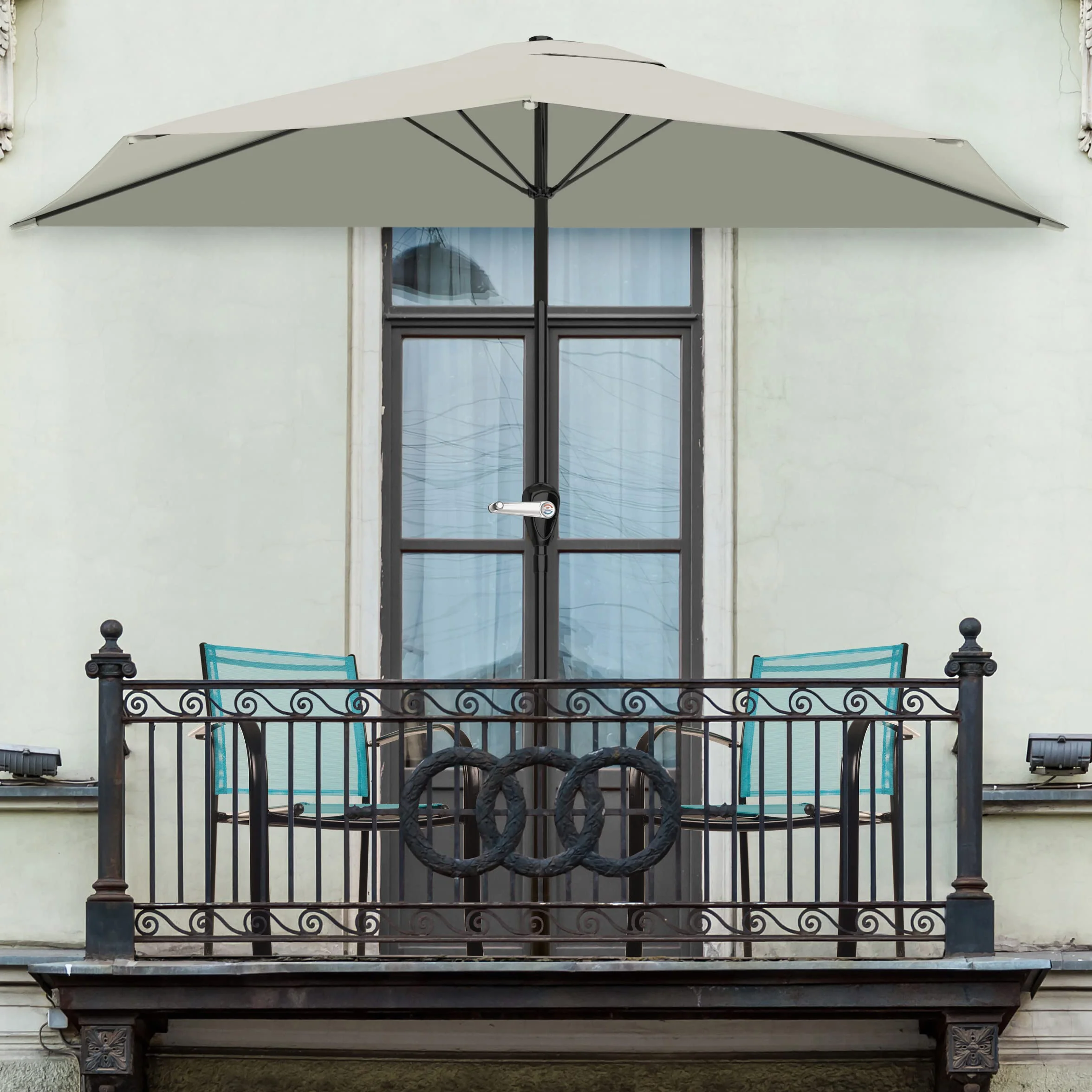 Parasol tarasowy 9-stopowy z korbą na balkon werandę