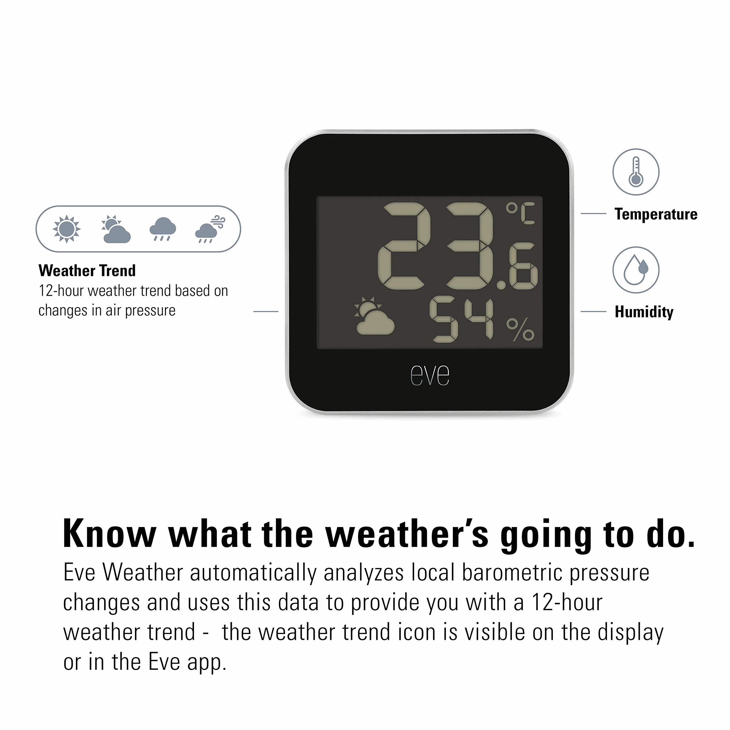 Eve Weather Connected Weather Station z Apple HomeKit, temperatura, wilgotność, ciśnienie, IPX4, Bluetooth, Thread