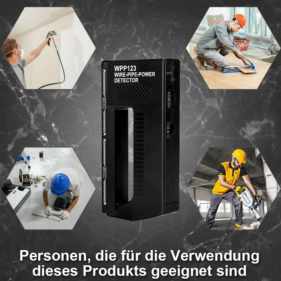 Aohcae Wpp123 Wykrywacz metalu o wysokiej czułości Wpp123 Wire Power Detector, wielofunkcyjny wykrywacz metali, skaner ścienny do metalu, kabla i kabla AC z regulowanym alarmem