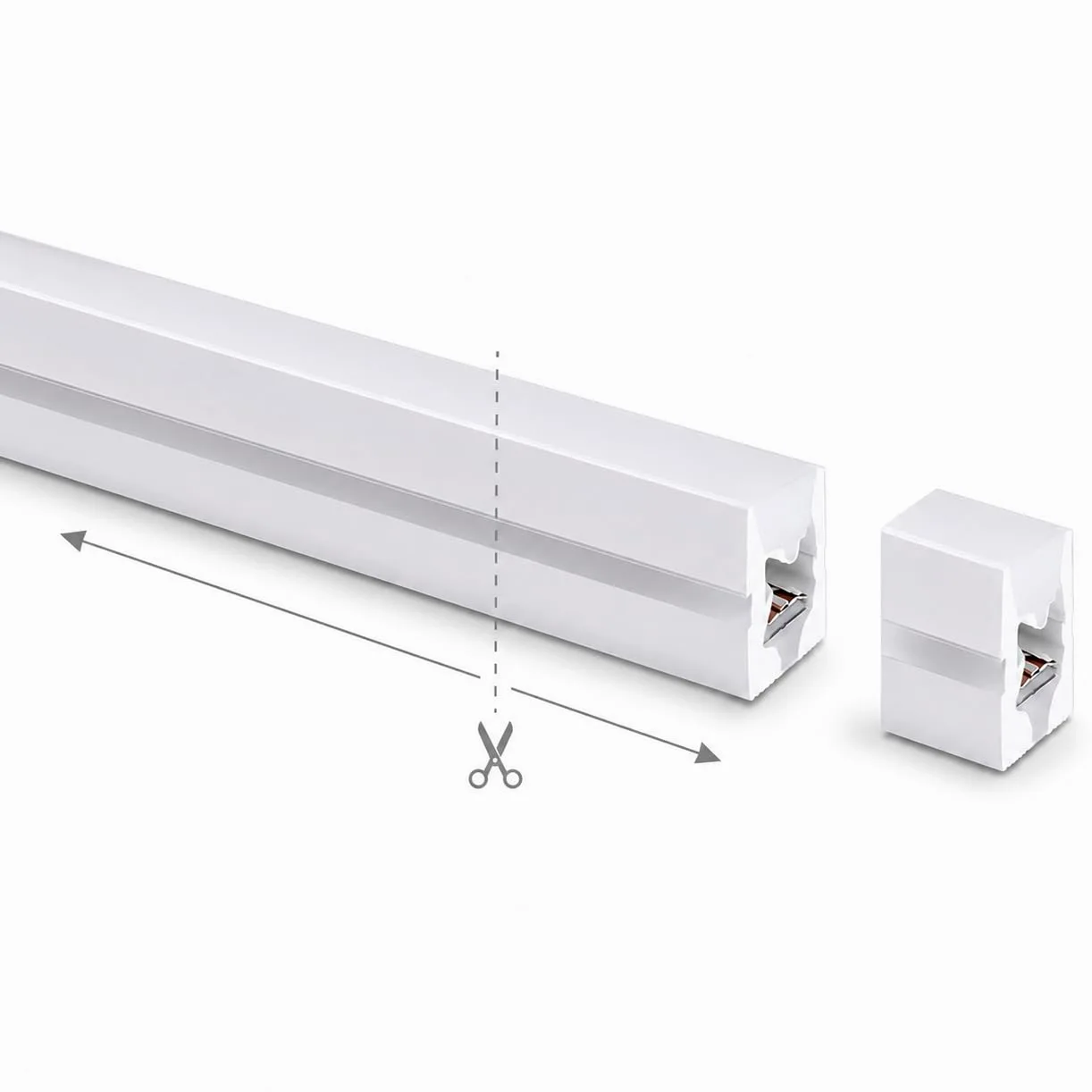 Liść | LumaFlex 1010 LED profil silikonowy Freecut taśma świetlna 5 m, ciepła biel 3000 K, 12 V DC, 696 lm/m, 10 x 10 mm, możliwość ściemniania, IP65, cielę do oświetlenia mebli