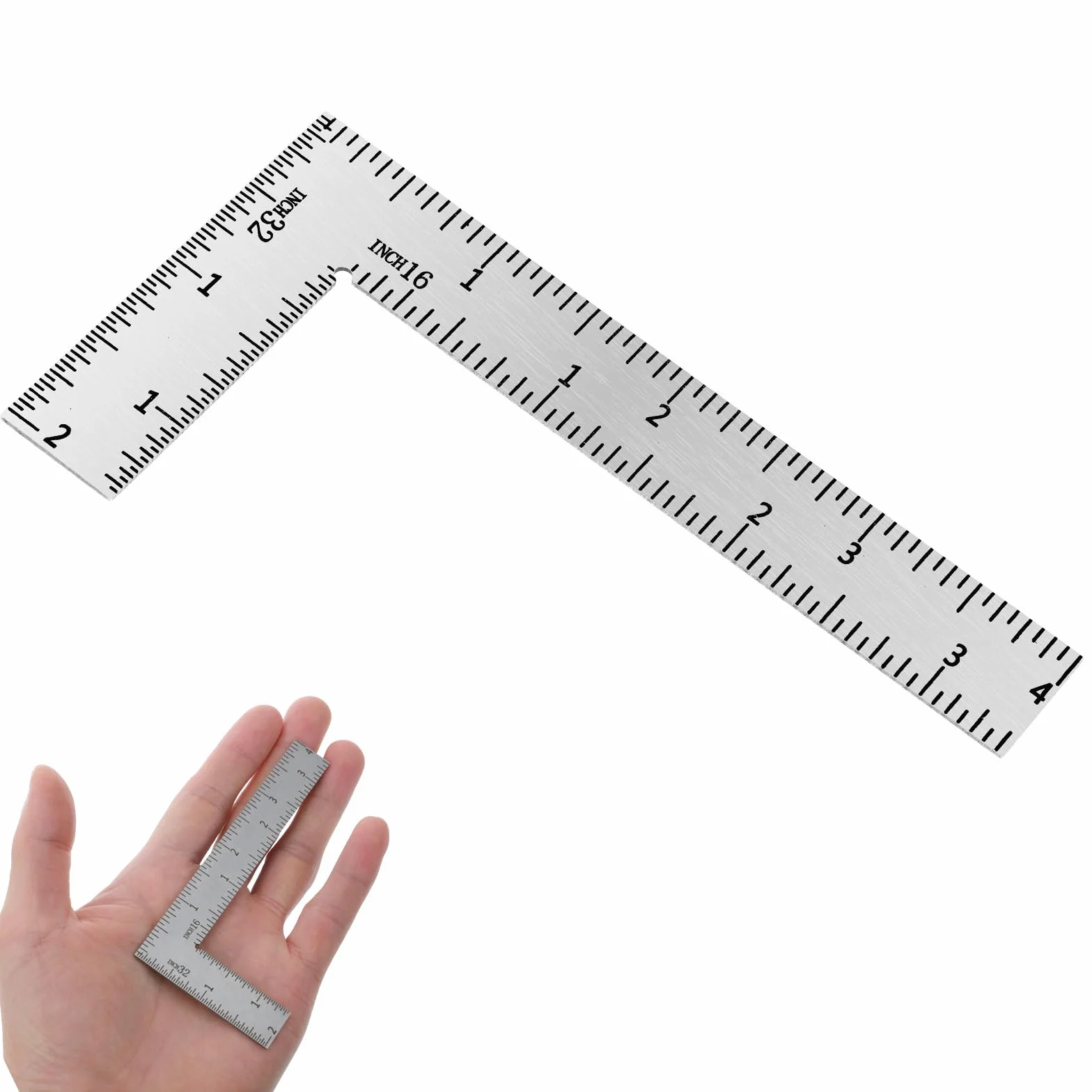 Linijka kątowa, 1 szt. mała kwadratowa ze stali nierdzewnej w kształcie litery L, narzędzie pomiarowe do ramek dla inżyniera, stolarza (5 x 10 cm)