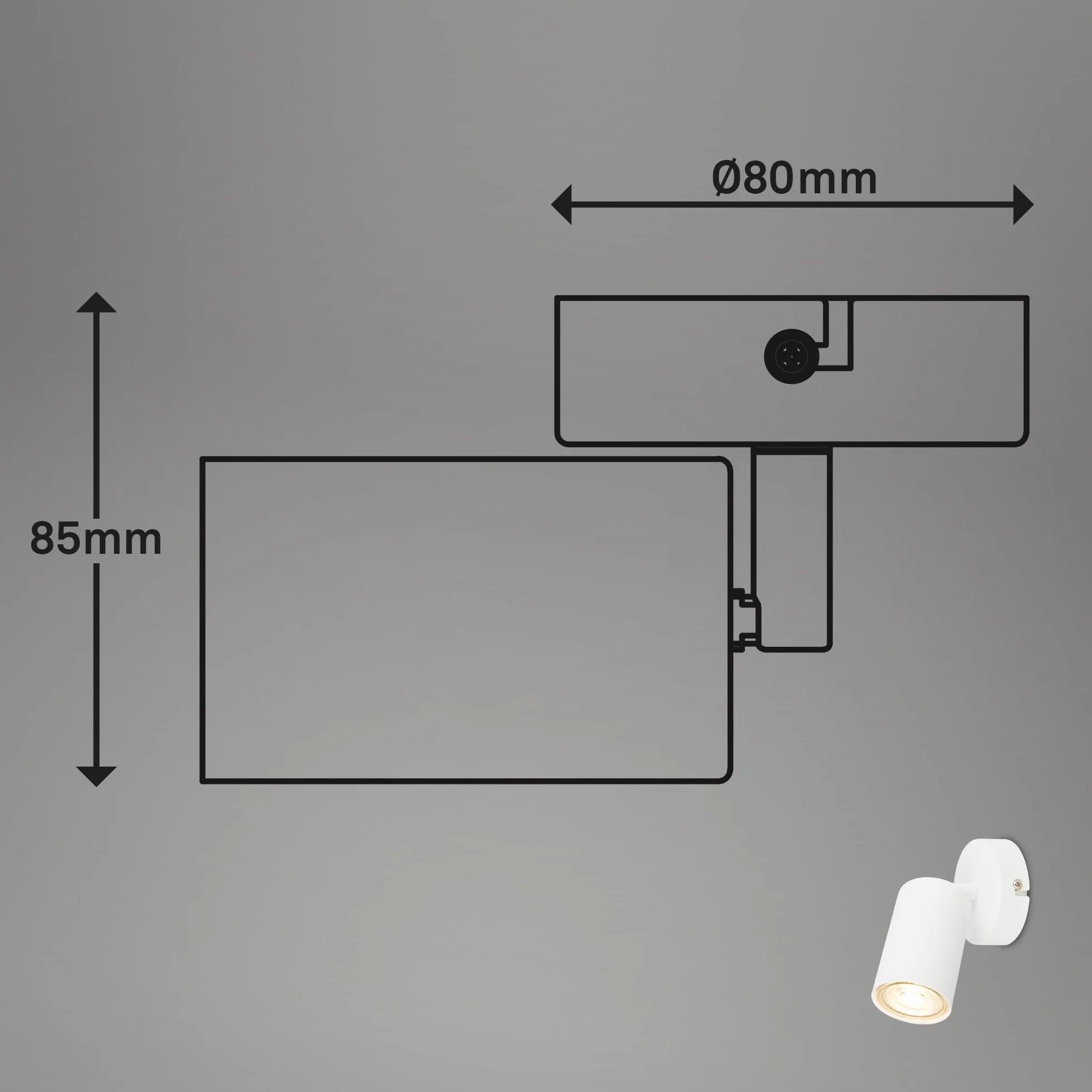 BRILONER - Wewnętrzna lampa ścienna GU10, maks. 9W, kinkiet do sypialni, kuchni, przedpokoju, salonu, obrotowa, 9,5x9,5x18 cm, biała – prosta i elegancka forma