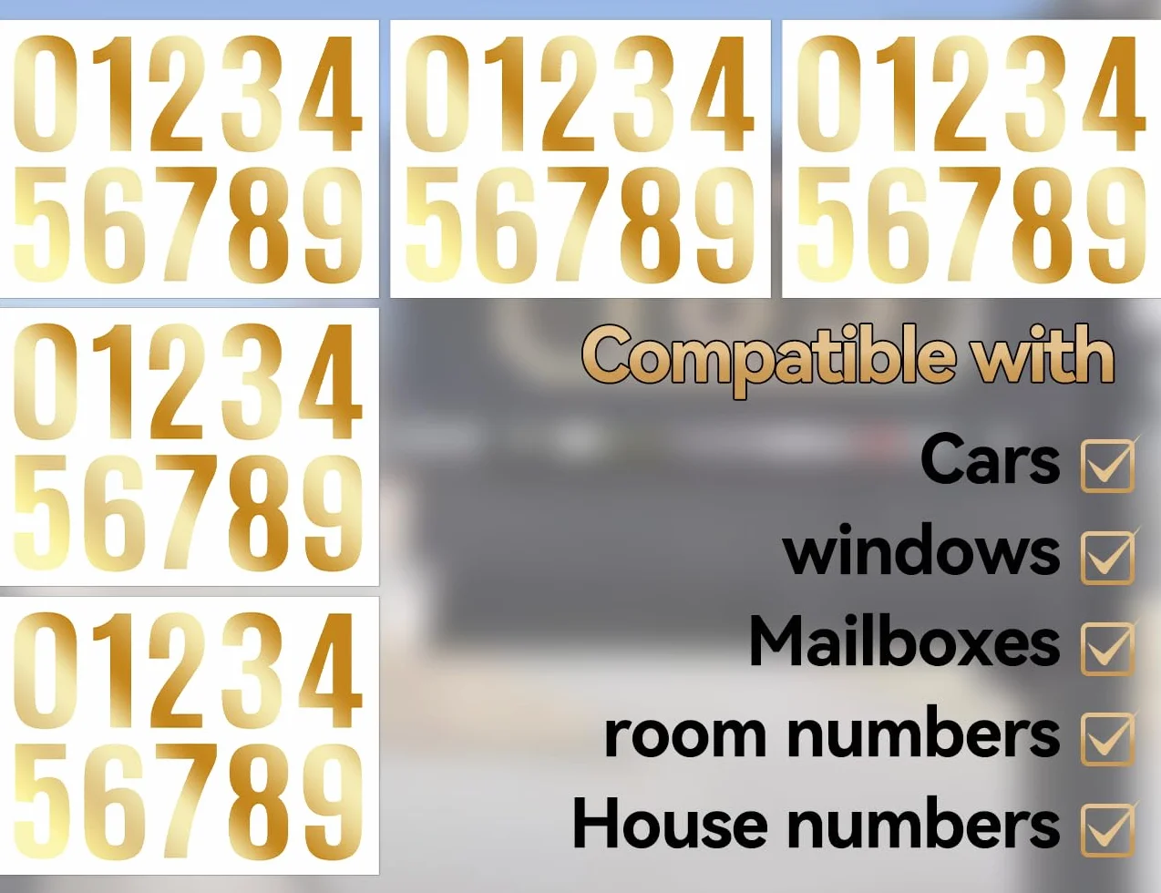 5 arkuszy naklejek z cyframi, samoprzylepna, wodoodporna naklejka z numerami, 0-9, odblaskowe winylowe cyfry samoprzylepne, używane do skrzynki na listy, numer domu, miejsce zamieszkania, kosz