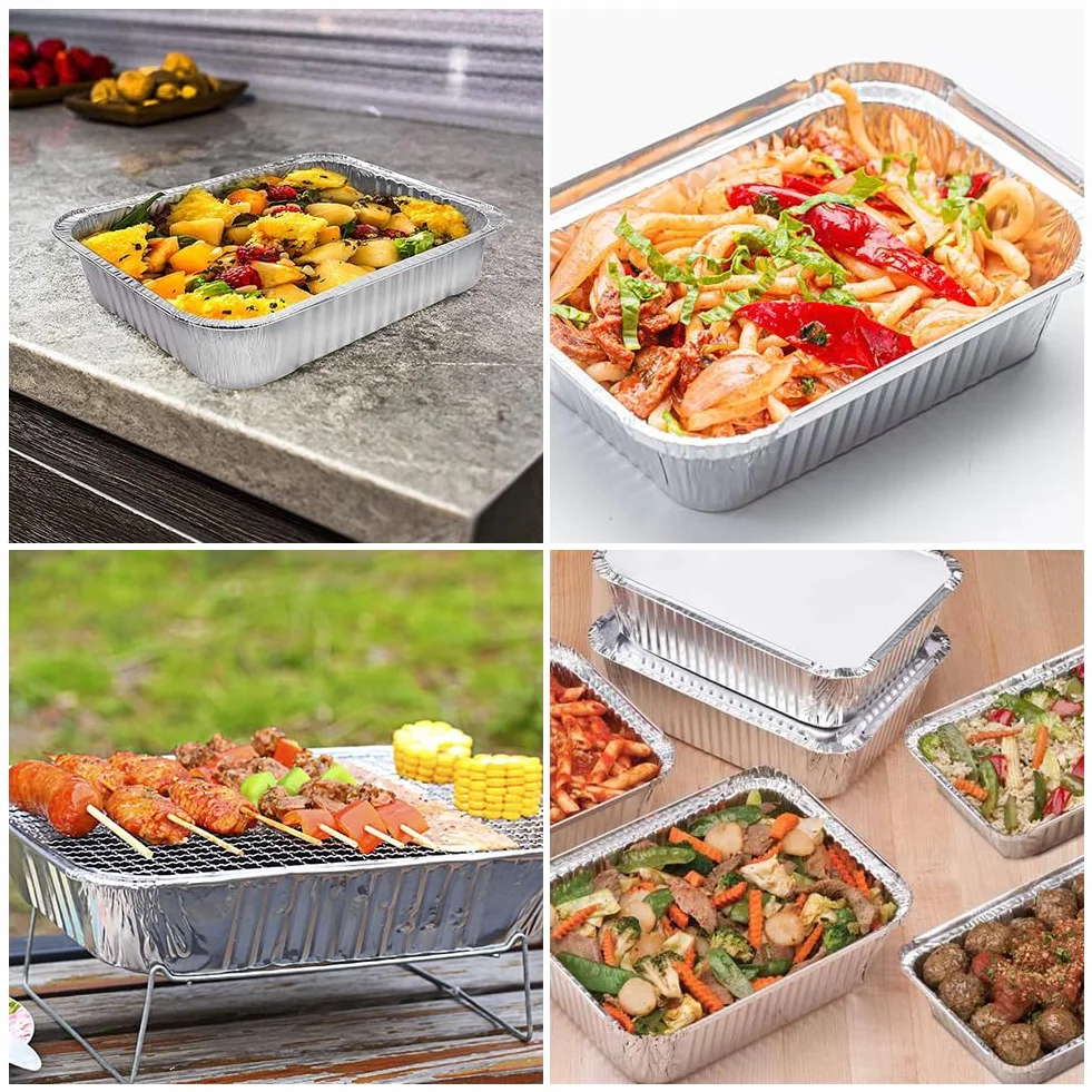 Miseczki aluminiowe，Aluminiowe tacki do grilla, tacki ociekowe, tacki do grillowania – 25 sztuk jednorazowych misek z folii aluminiowej, pasują do pieczenia, smażenia, gotowania
