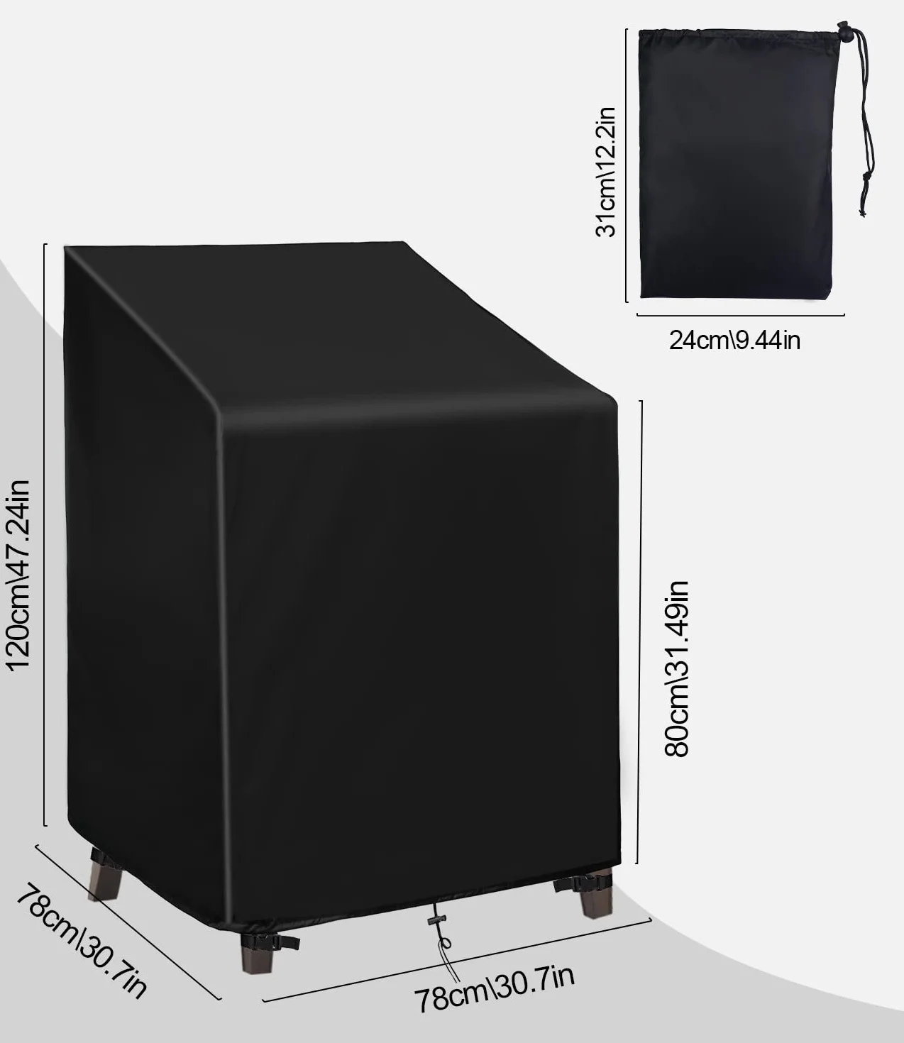 Soulpala® Pokrowiec ochronny na krzesła ogrodowe 68x68x80/120 cm 420D wodoszczelny UV