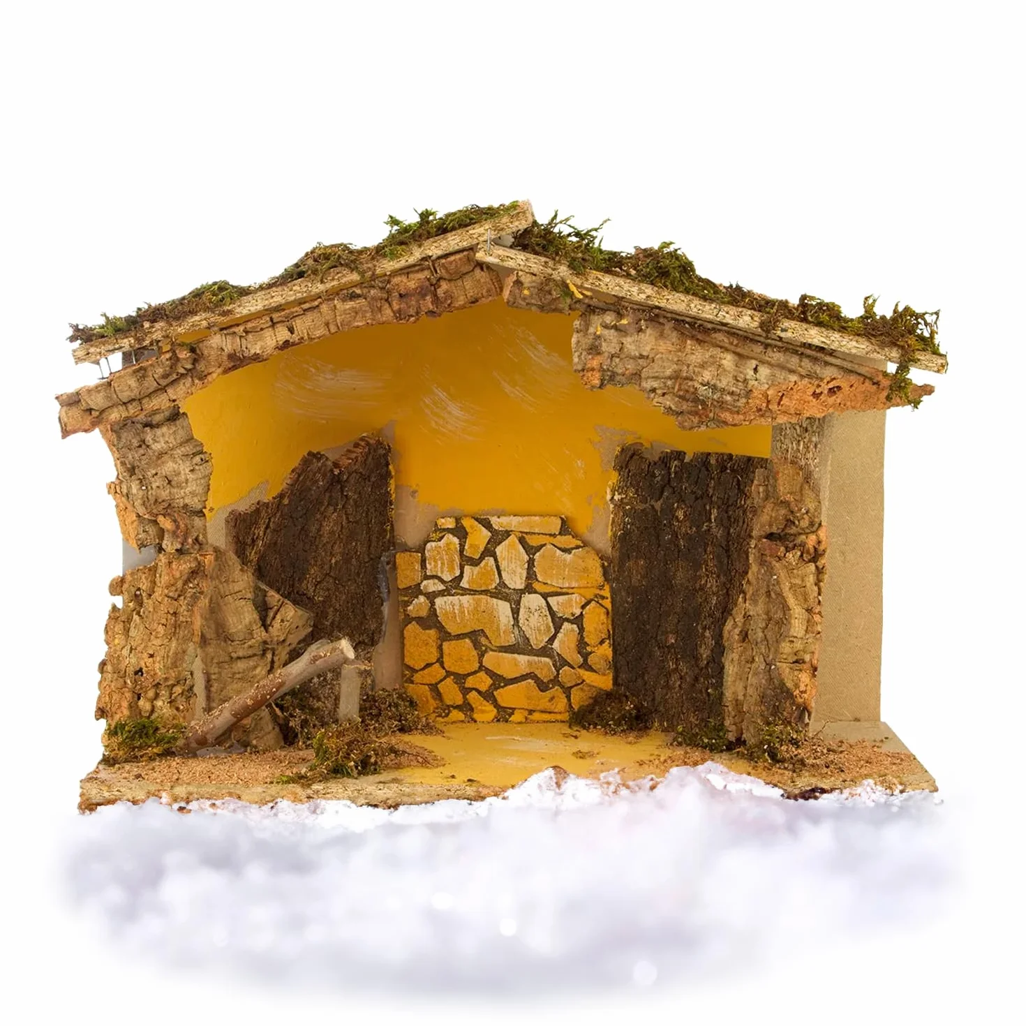 Avilia Drewniana szopka bożonarodzeniowa 26 x 50 x 29 cm pusta z otwieranymi drzwiami i podniesioną podstawą