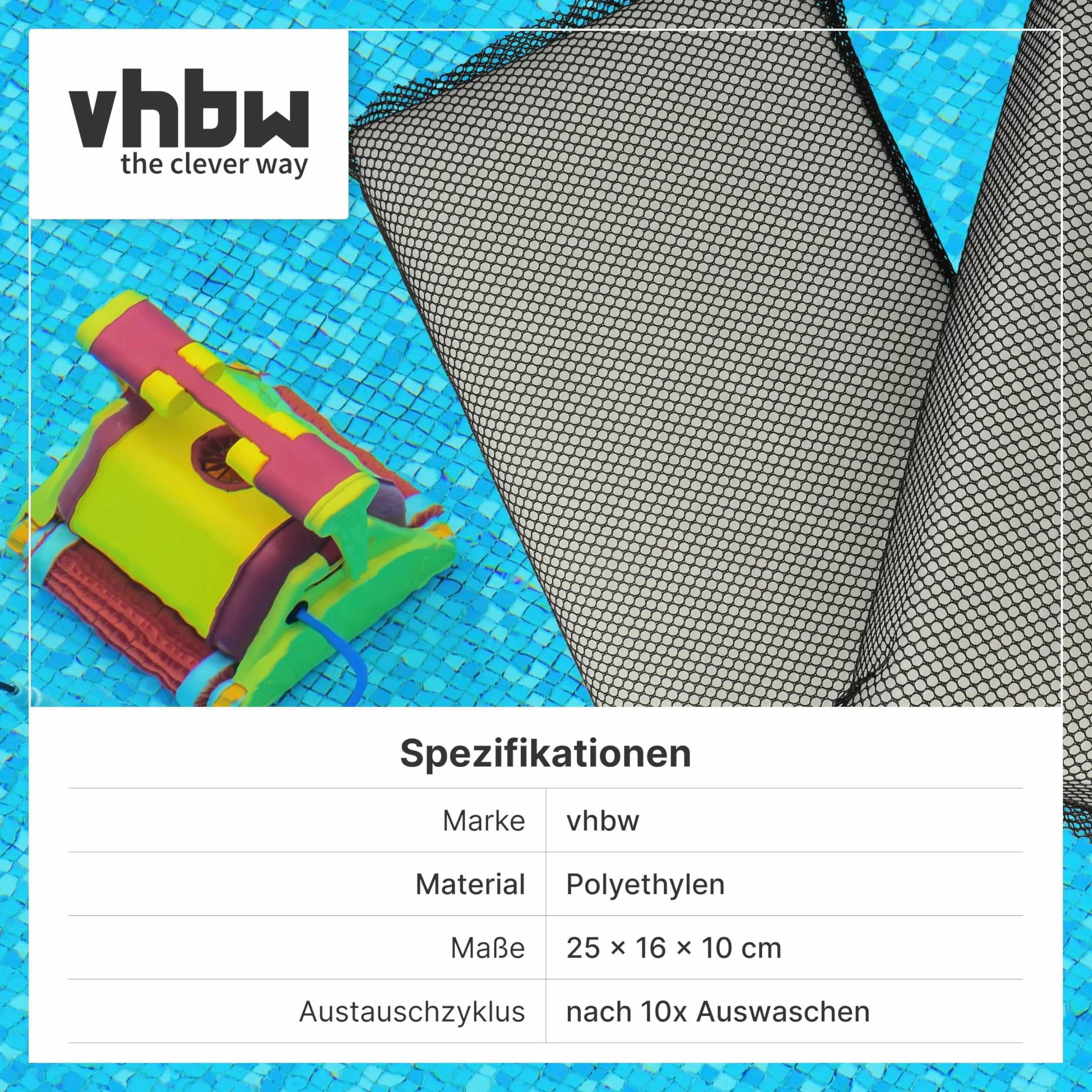 vhbw podkładka filtrująca kompatybilna z Dolphin E35, E35i, E10, E20, E25, E30, filtr dokładny 25 x 16 x 4 cm