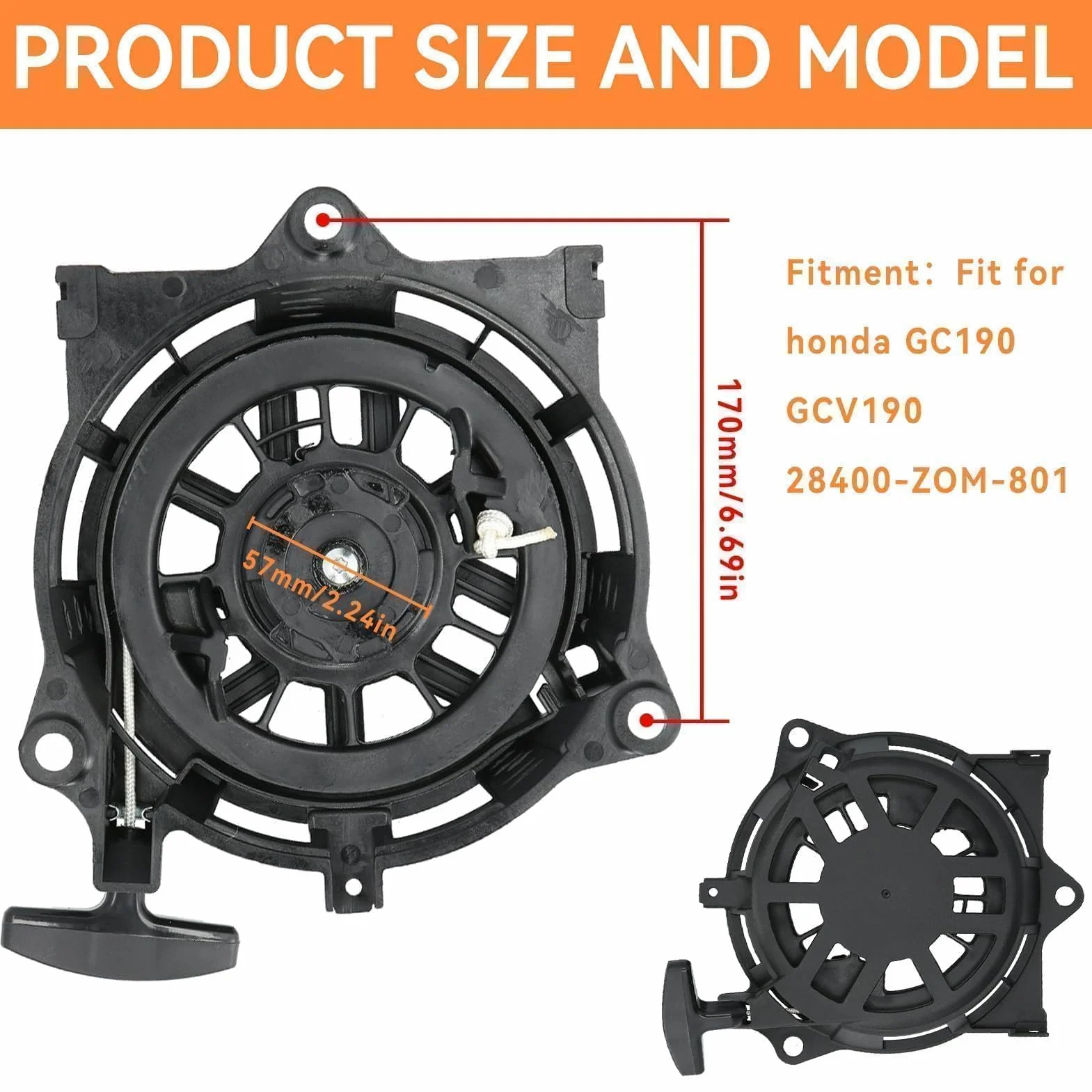 Agatige Zespół rozrusznika do odrzutu do Honda GC190 GCV190 28400‑Z0M‑801