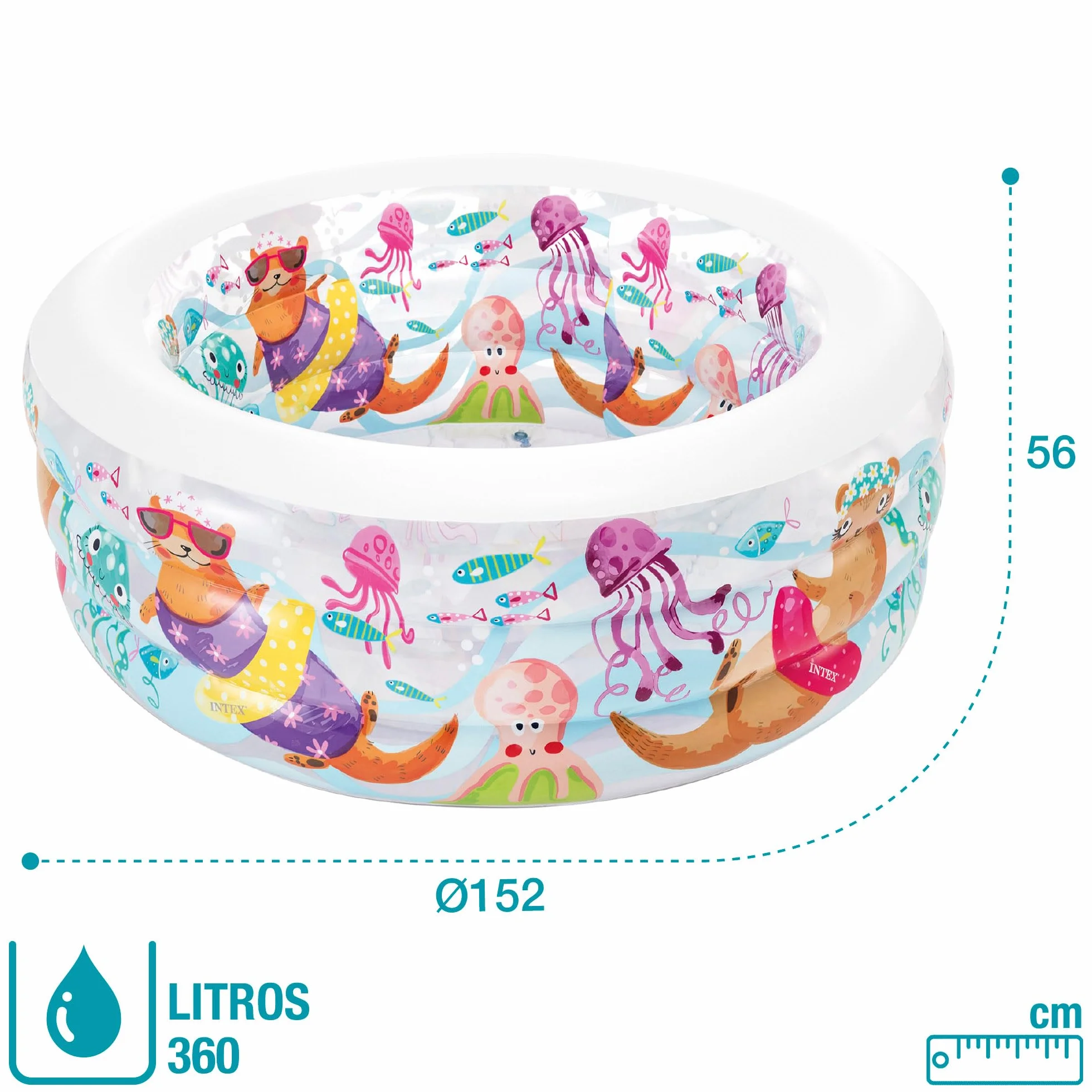 Intex Little Otter Basen Duchany dla Dzieci, Wielokolorowy, Ø 152 x 56 cm