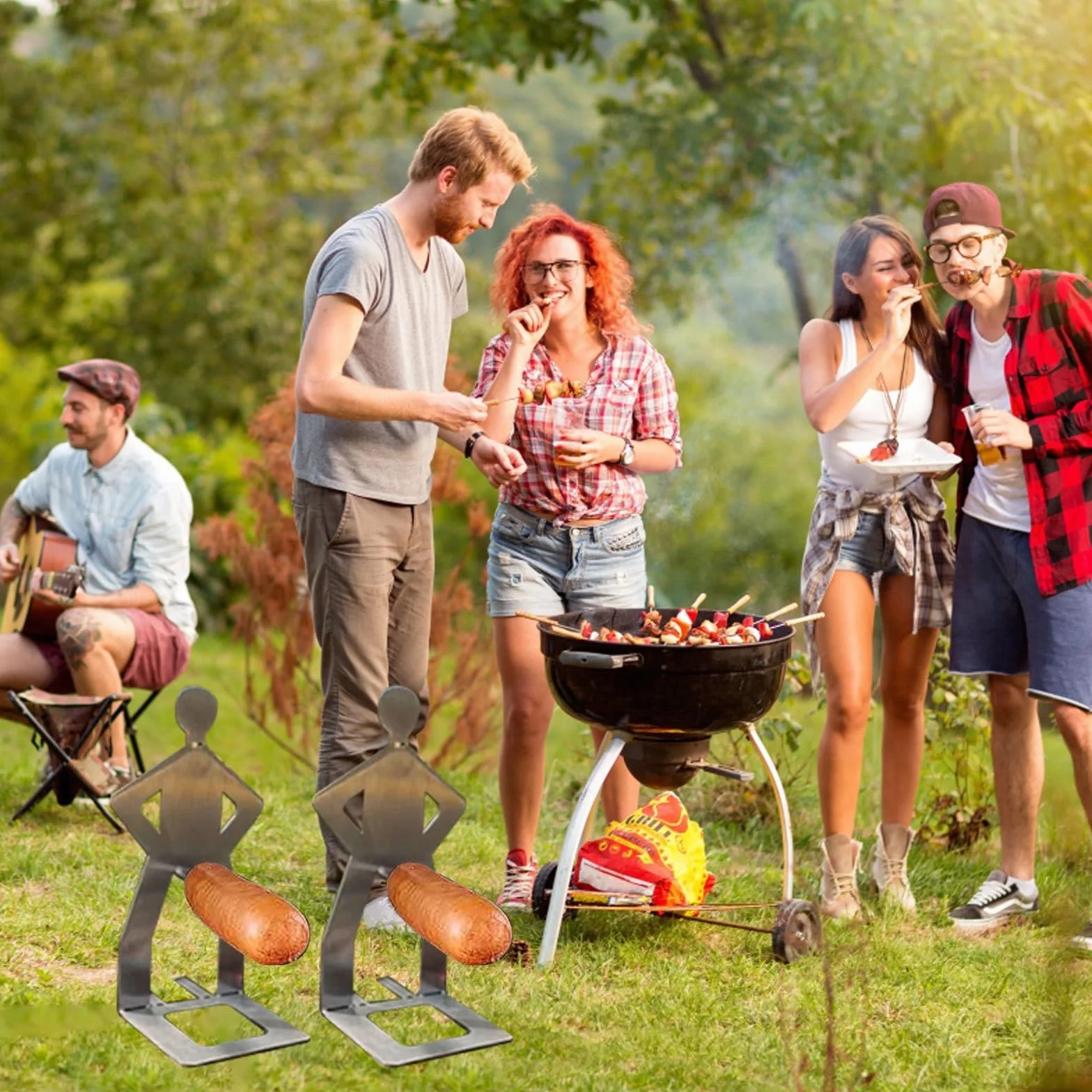 Zabawny stojak na kiełbasę z hot dogami przenośny stojak na grilla stojak na grilla ze stali nierdzewnej stojak na przybory do grillowania