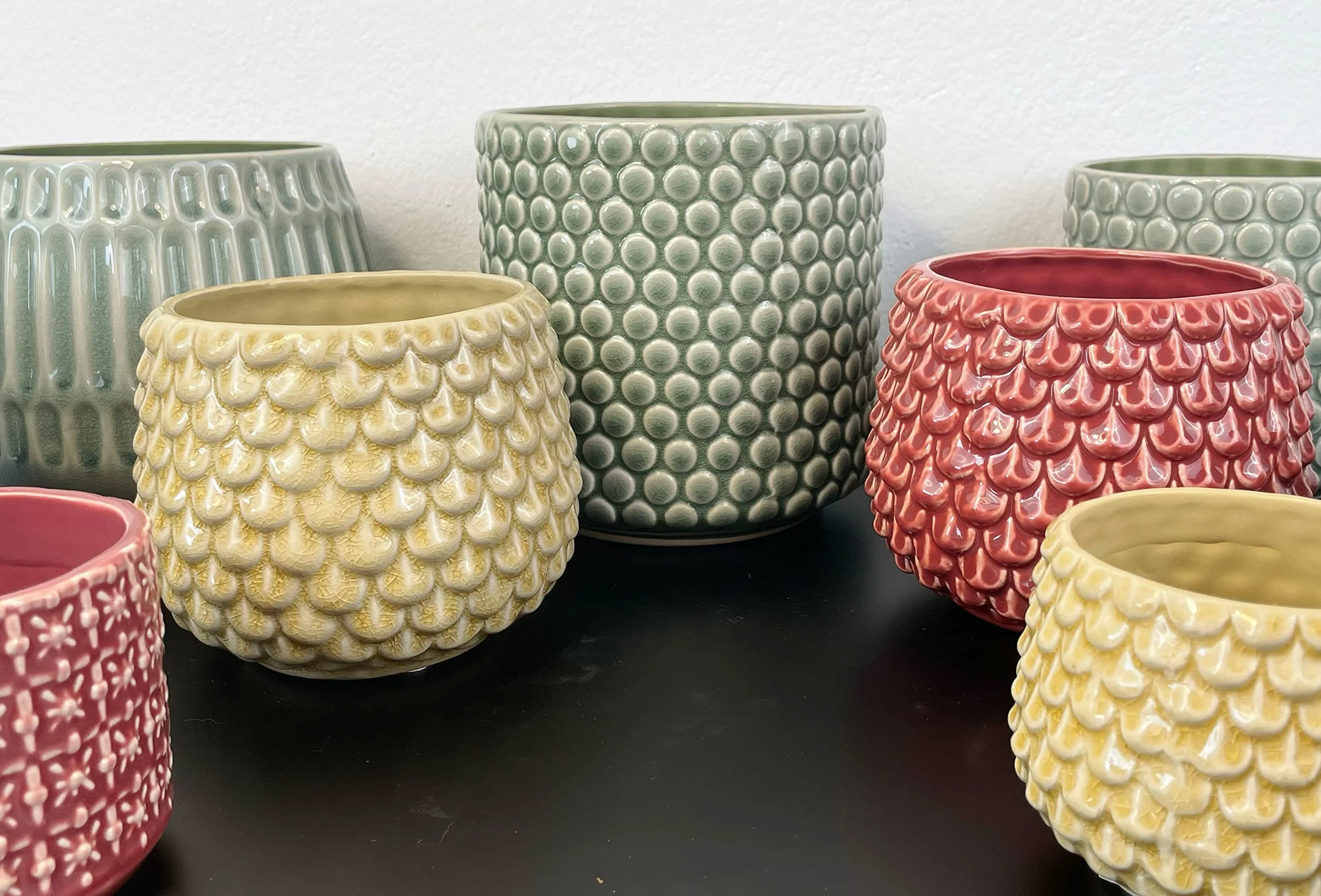 Nordring Doniczka w stylu retro, vintage, na rośliny pokojowe, sukulenty, doniczka Cross S (10 cm Ø), niebieska, ceramiczna