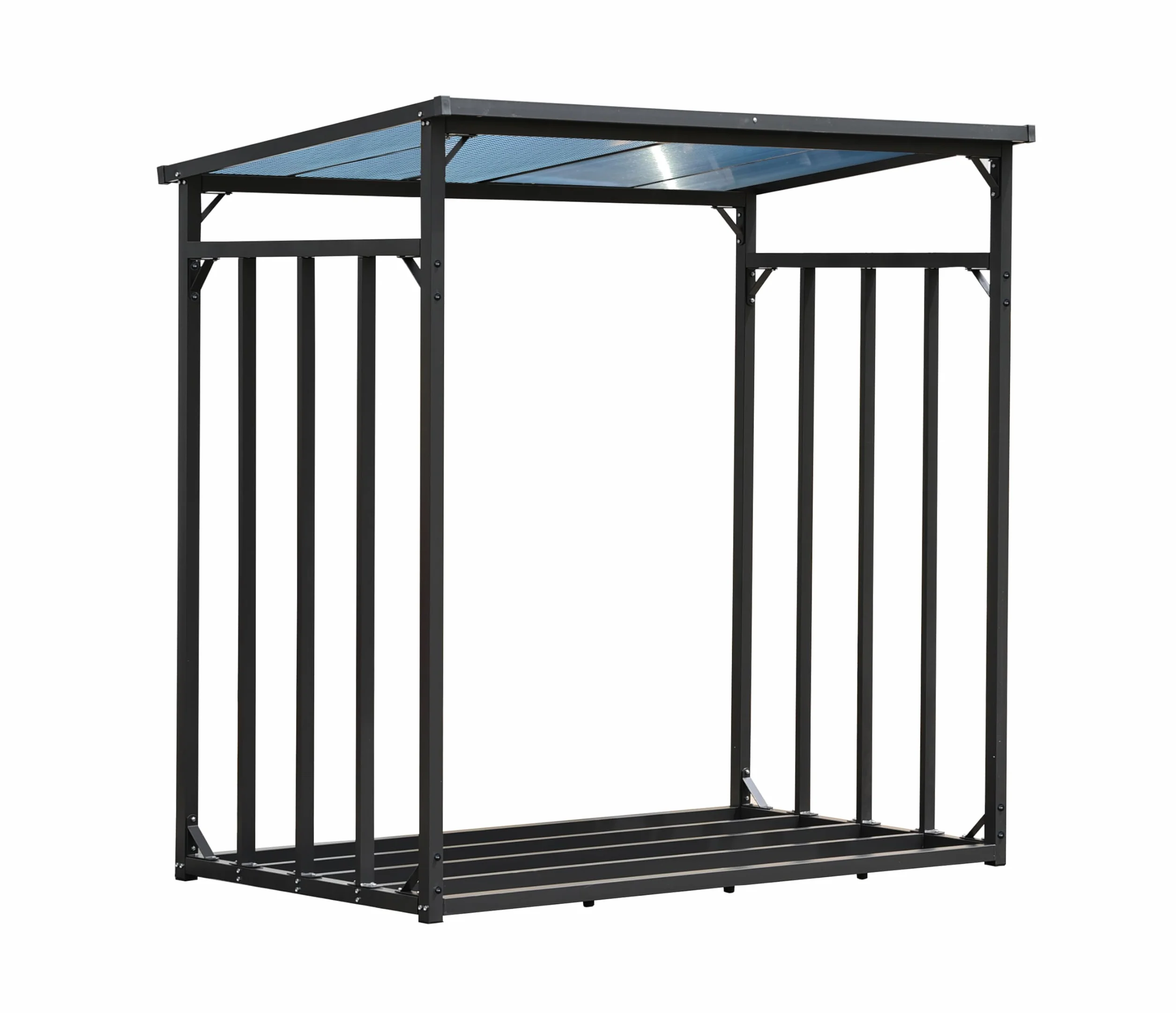 QUICK STAR Metalowy regał na drewno kominkowe, antracyt, XXL, 185 x 100 x 185 cm, XXXL z ochroną przed warunkami atmosferycznymi, 3,5 m³, stojak na drewno kominkowe, stojak na drewno kominkowe, pomoc