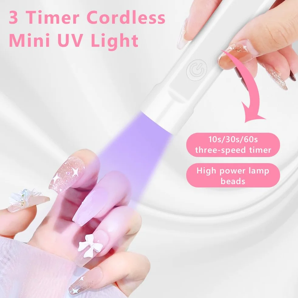 LOPHE przenośna lampa UV do paznokci, mała lampa UV do paznokci żelowych, ładowalna lampa do paznokci USB z ekranem LED i timerem 10s 30s 60s, przenośna latarka LED do paznokci, prezent dla kobiet do