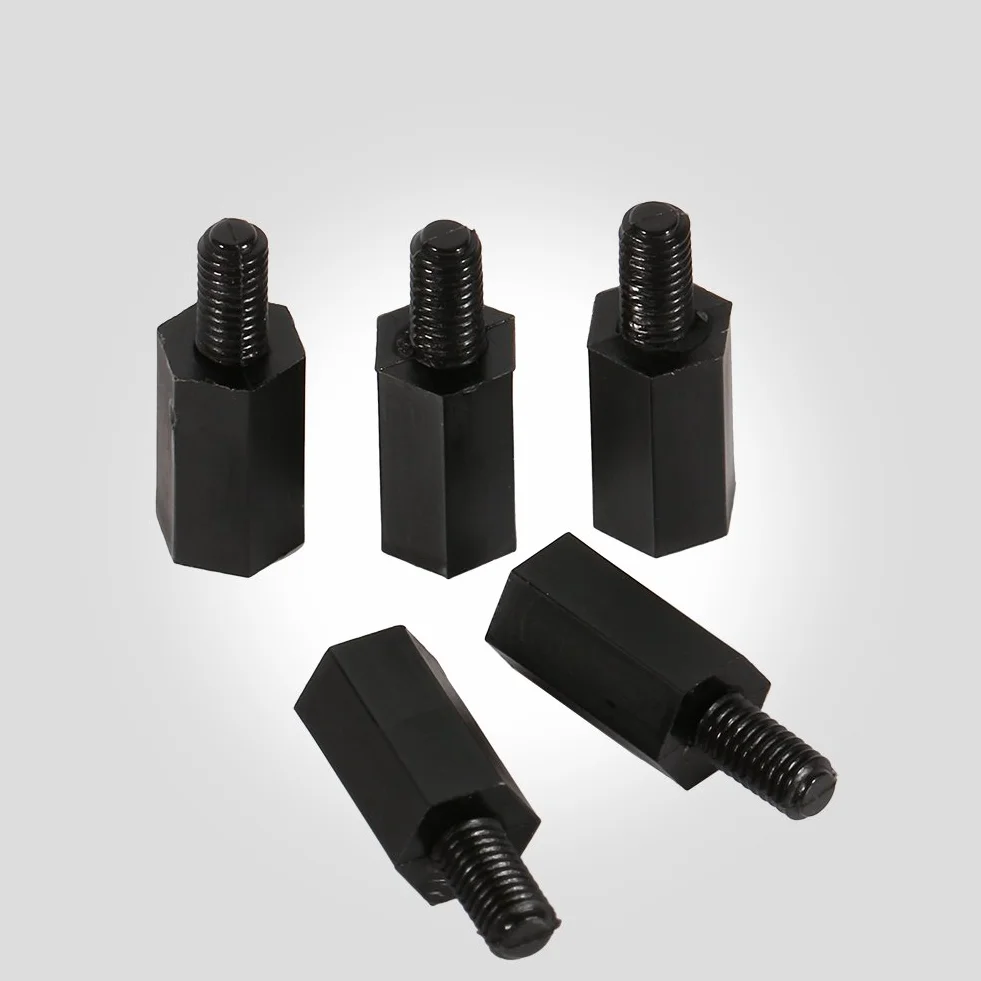 100 sztuk plastikowych śrub sześciokątnych Nylon M3 6 mm 8 mm 10 mm 12 mm (15 mm) uchwyty rozstawowe śrubka metryczna uchwyty rozstawowe M3 5 mm 6 mm 8 mm 10 mm śruba z łbem okrągłym M2 M3 M4 nakrętka