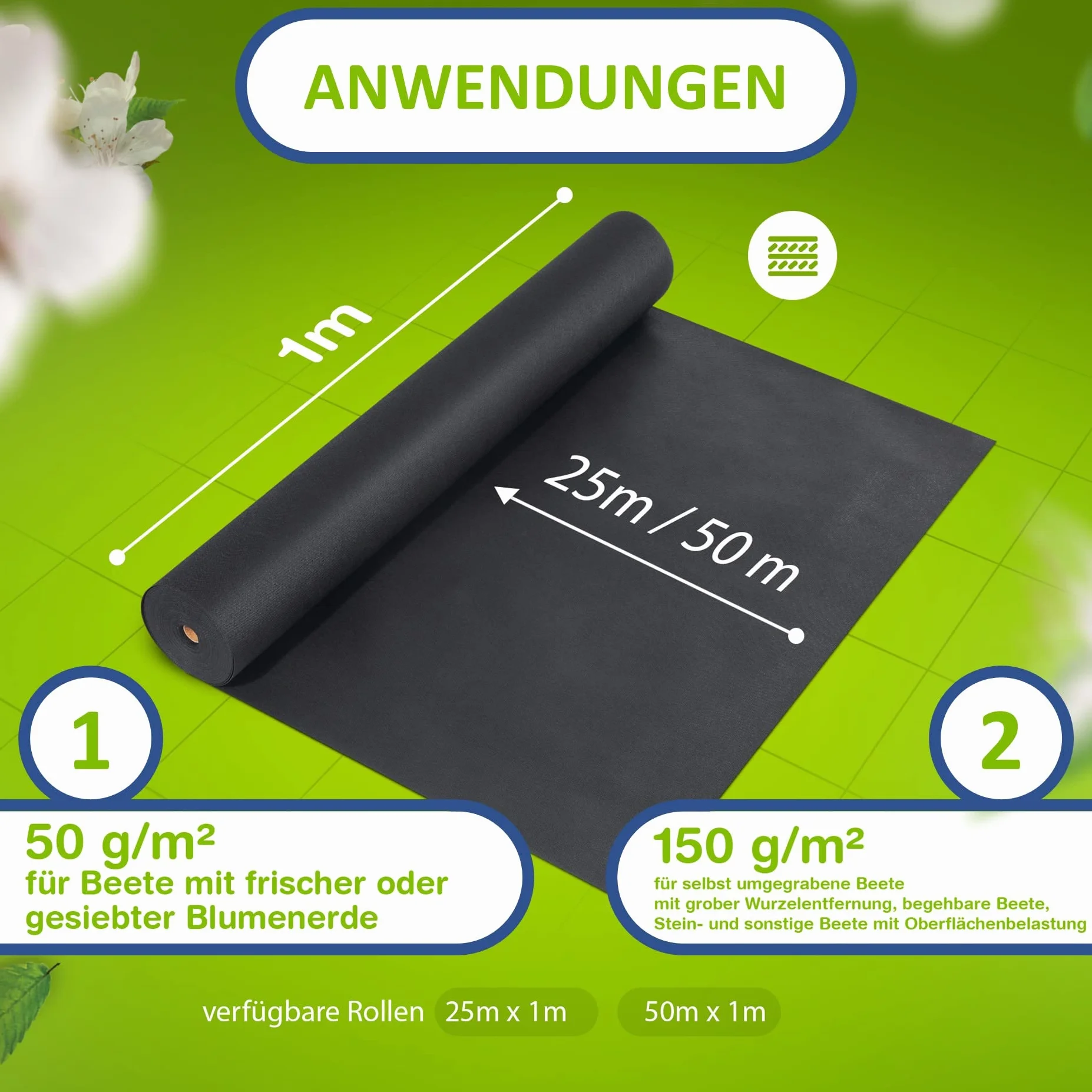 LILENO HOME Włóknina przeciw chwastom 150 g/m² 100 m² odporna na rozdarcie UV