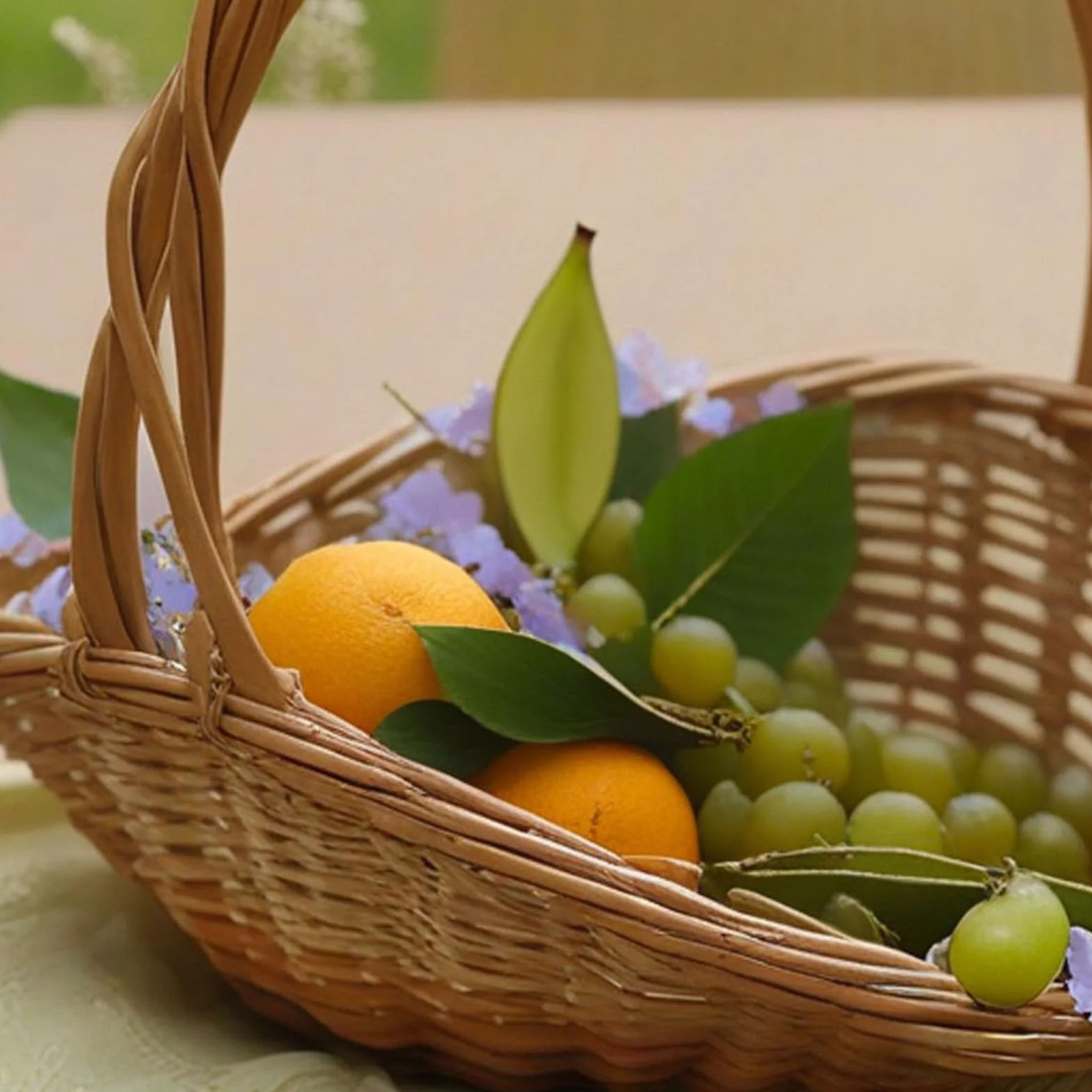 Kosz na owoce, duży kosz piknikowy, rattanowy do przechowywania, dekoracja mieszkania, do przechowywania owoców i kompozycji kwiatowych