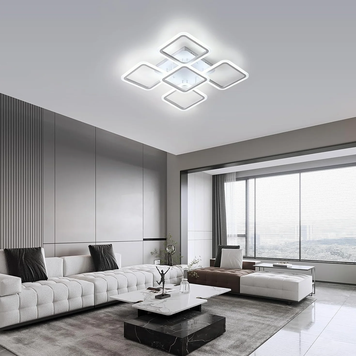 Comely Regulowany Plafon LED, Biały 5 Kwadratowy 57W 6400LM Lampa Sufitowa LED Z Pilotem 3000K-6500K, Nowoczesna Oprawa Sufitowa Do Salonu, Sypialni, Jadalni