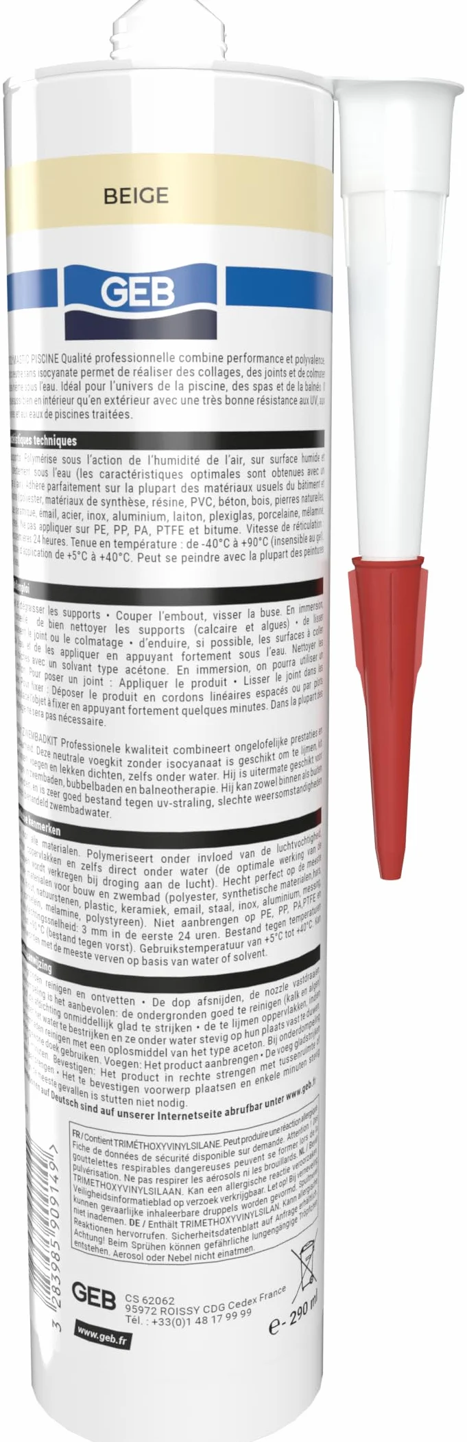 GEB Specjalny wodoodporny uszczelniacz basenowy Beżowy 290 ML do klejenia, fugowania i naprawiania