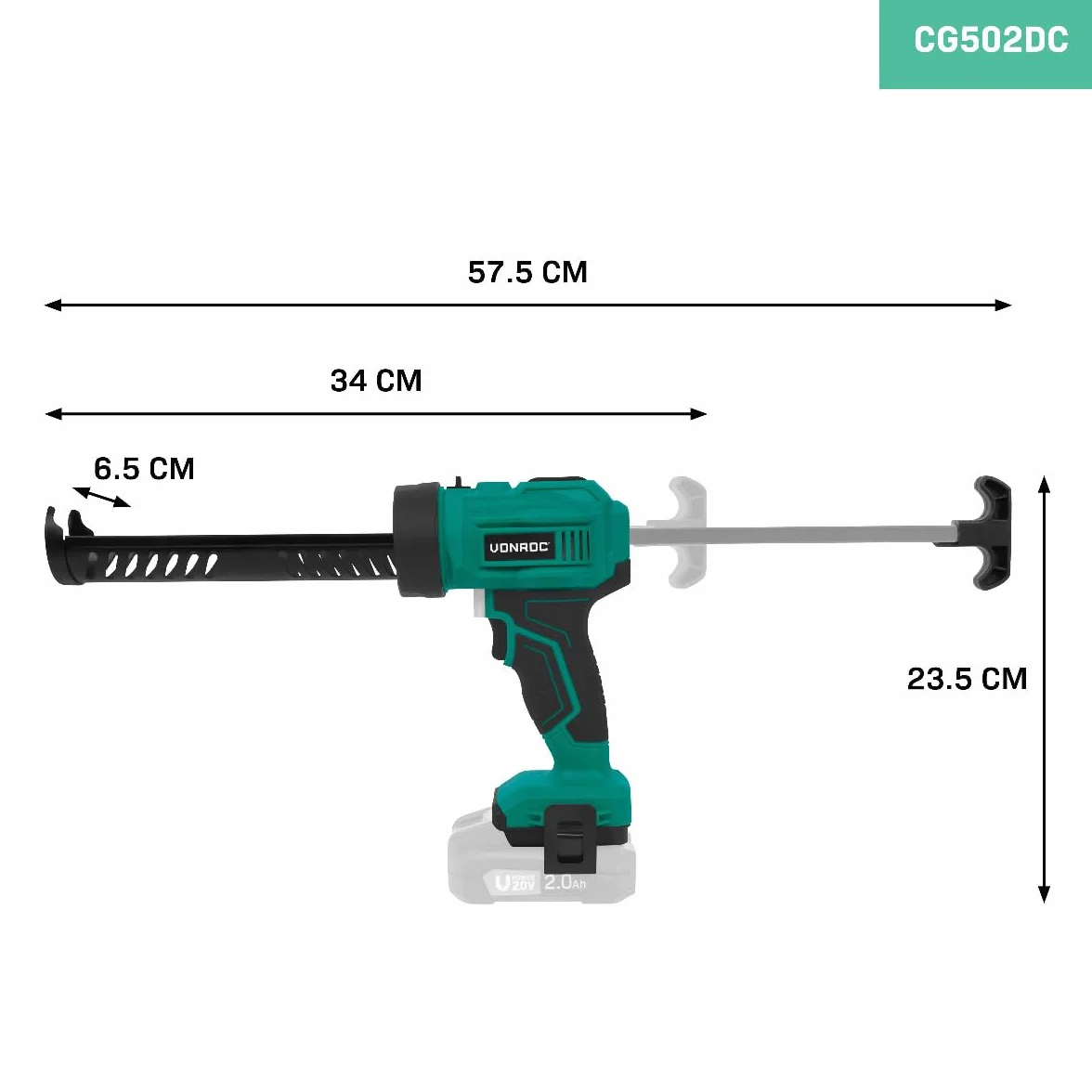 VONROC Prasa do wkładu akumulatorowego, pistolet nabojowy [nowy model] - 20 V - 4 poziomy przepływu, pistolet silikonowy bez baterii i ładowarki