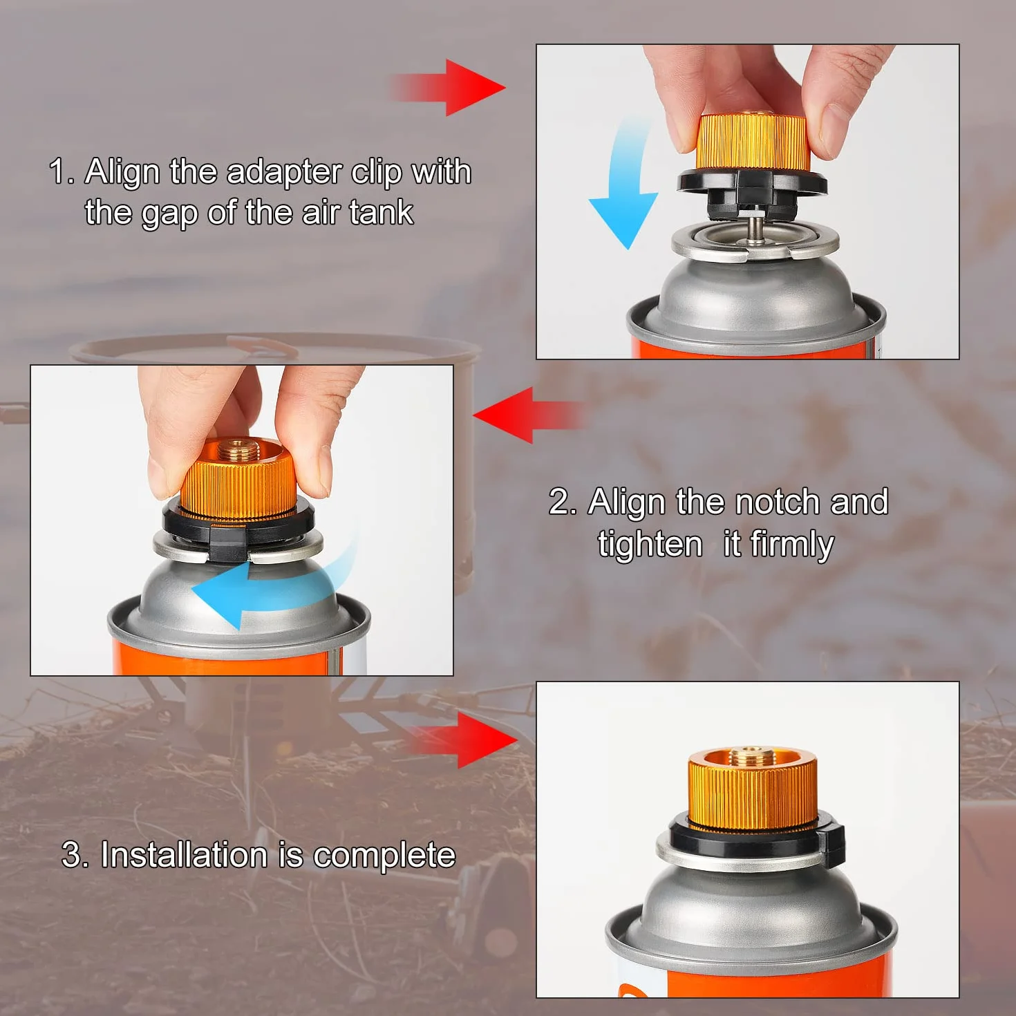 Adapter do kartuszy gazowych 2 sztuki zestaw do kuchenki kempingowej palnika przyłącza