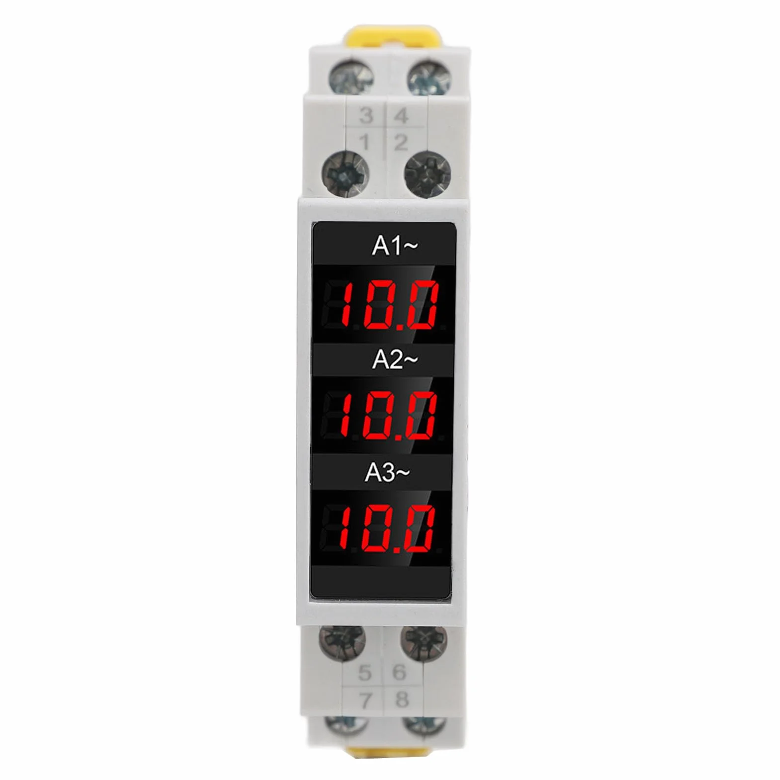 3 Fazowy Amperomierz,Cyfrowy Miernik Prądu 100A3 Fazowy Amperomierz DIN Rail 1-100A Miernik Prądu z Wyświetlaczem Trendu dla zastosowań Przemysłowych Montaż na Szynie 35mm